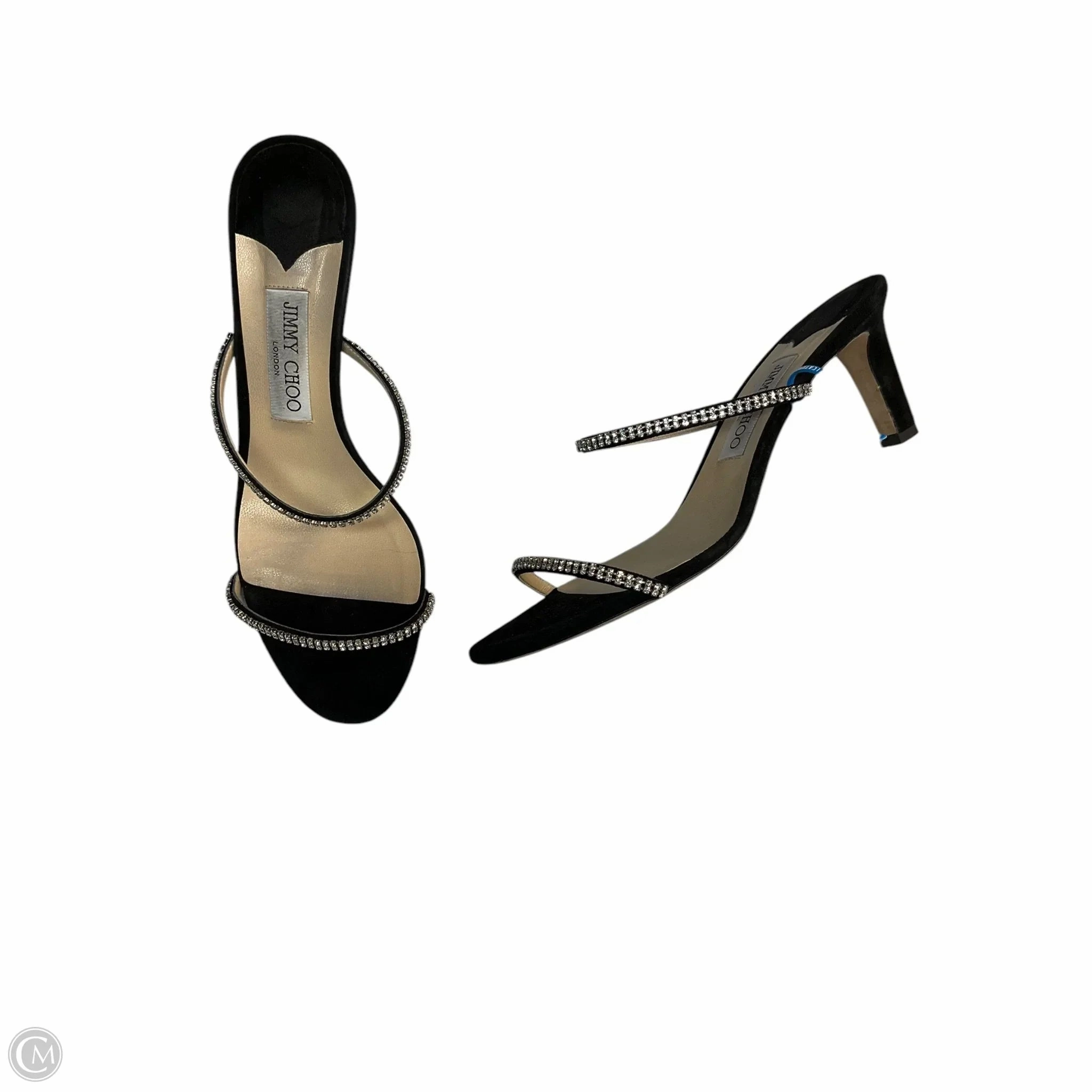 Sandals Luxury Designer By Jimmy Choo In Black, Size: 9.5 Gloss Finish Fight Mode