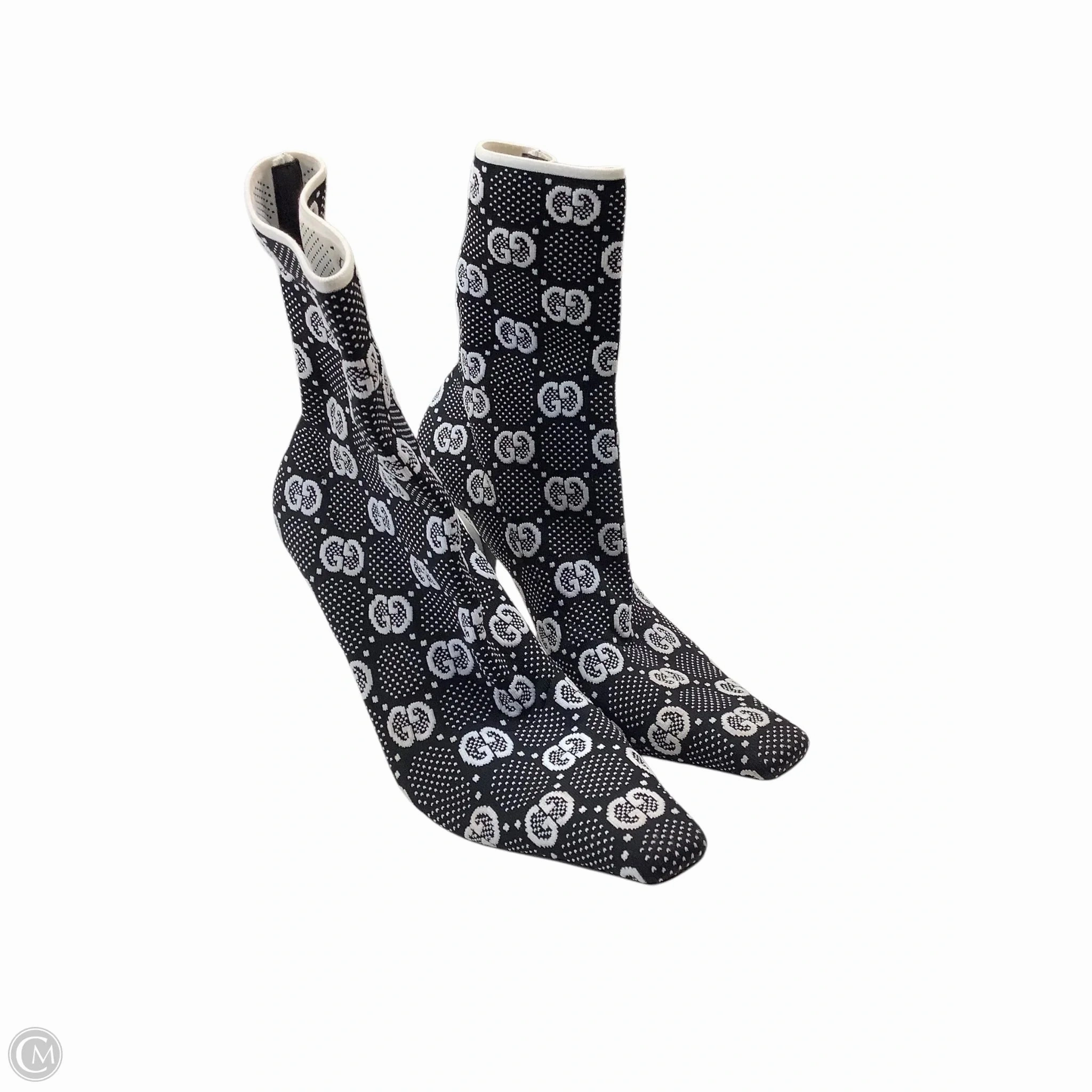 Boots Luxury Designer By Gucci In Black & White, Size: 9(39) Eco Friendly Backpacking Trip