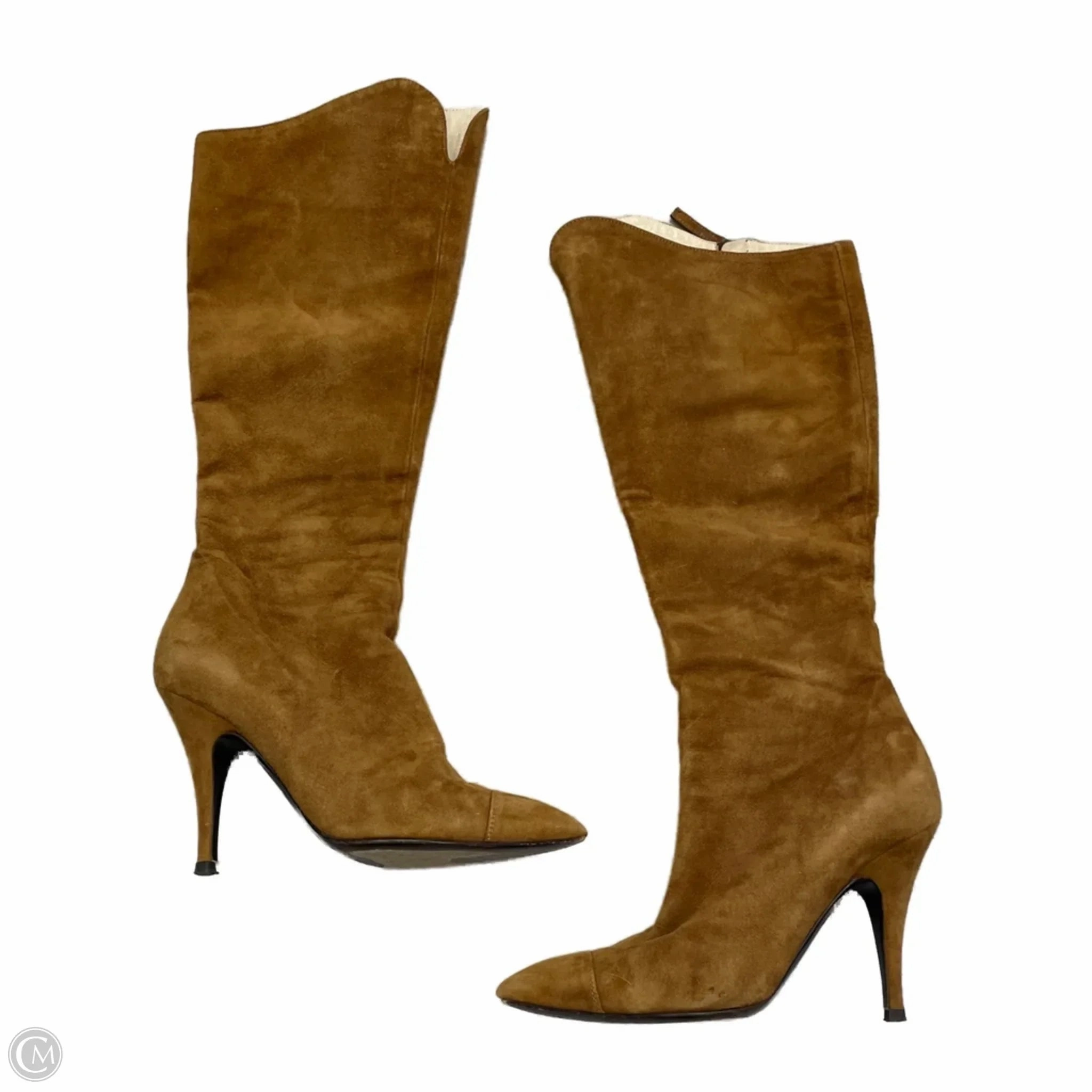 Bright tone Smooth Soles Boots Designer By Roberto Cavalli In Tan, Size: 6