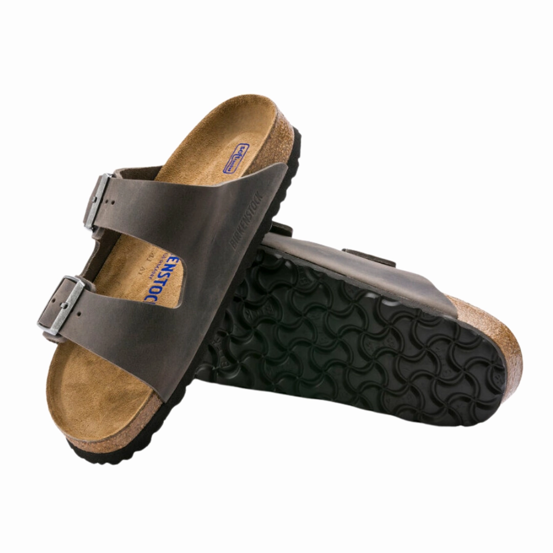 Versatile Sandals Pure Comfort Sandals Men's Arizona Soft Footbed (Oiled Leather) - Iron