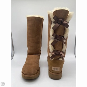 Foam Base Lace Up Boots Designer By Ugg In Tan, Size: 9