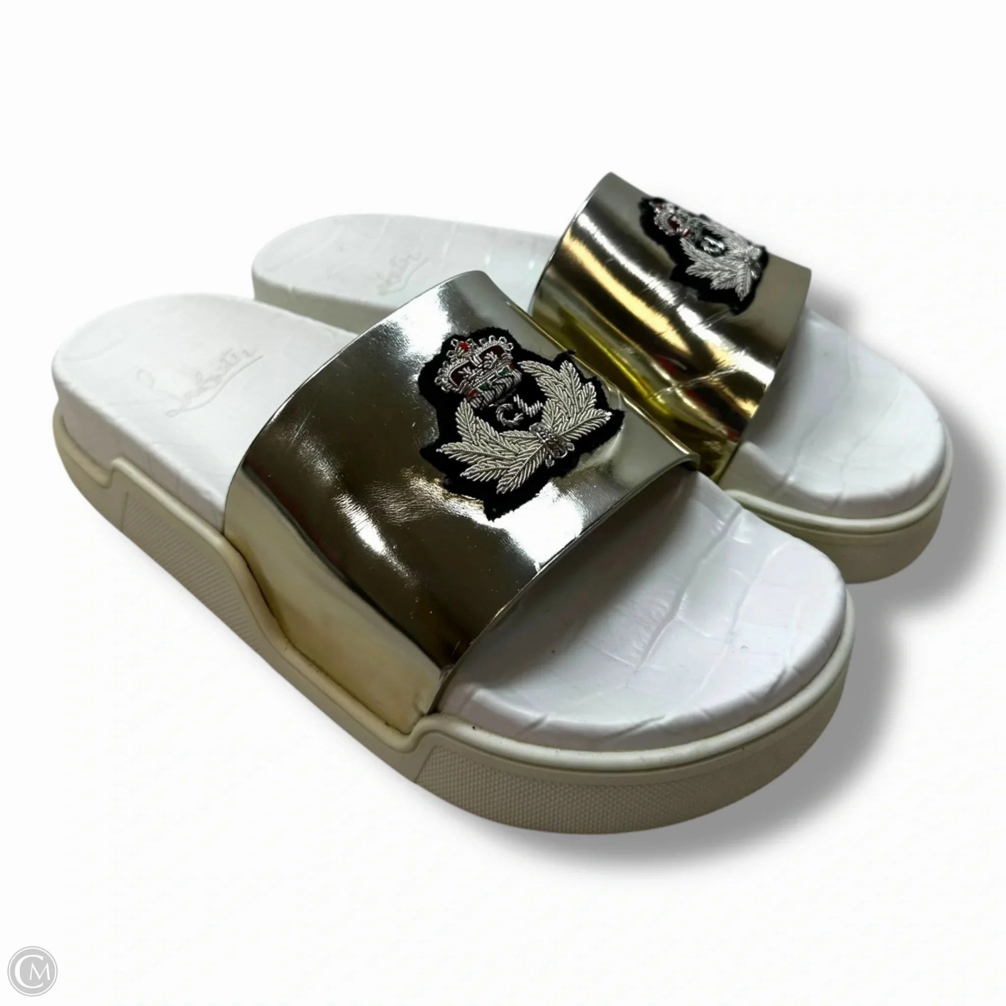 Sandals Luxury Designer By Christian Louboutin In White, Size: 39.5 Anatomical Contour Design Secure