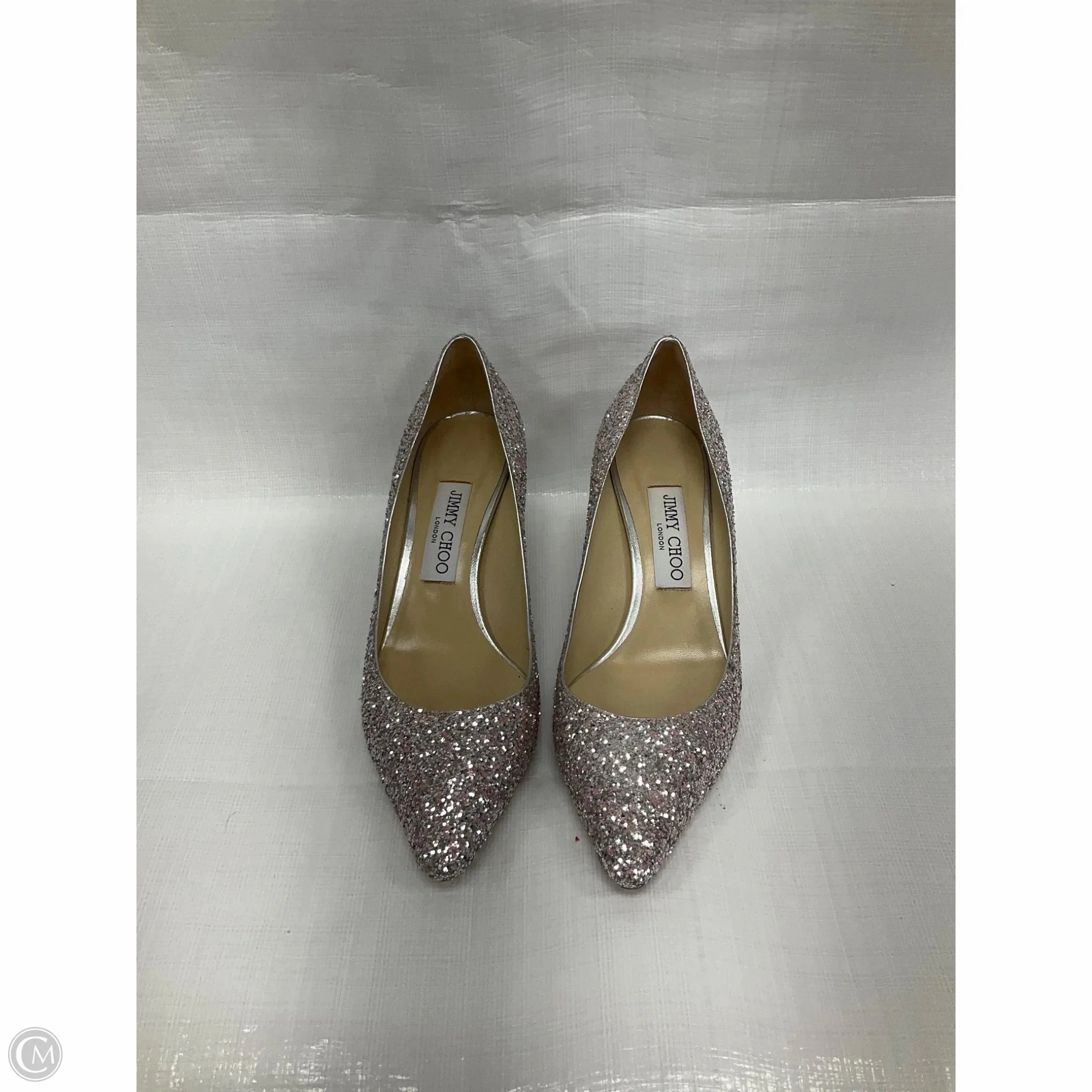 Shoes Luxury Designer By Jimmy Choo In Silver, Size: 7.5 Soft Material Classic Base