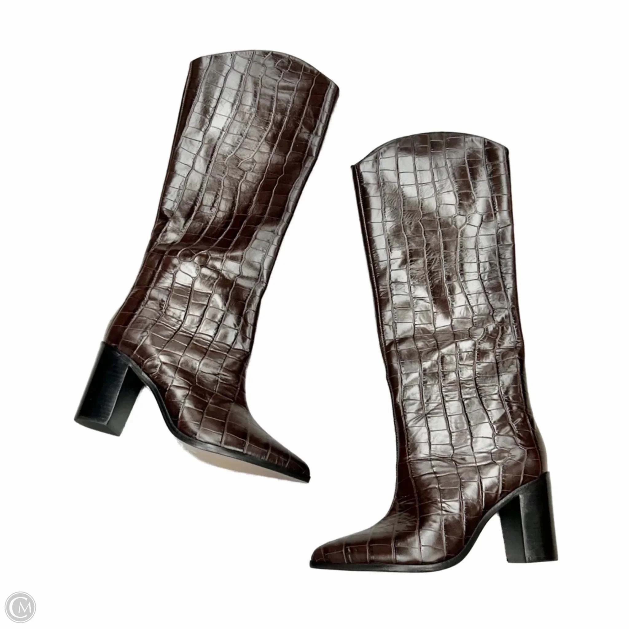 Boots Knee Heels By Schutz In Brown, Size: 5.5 Low Top