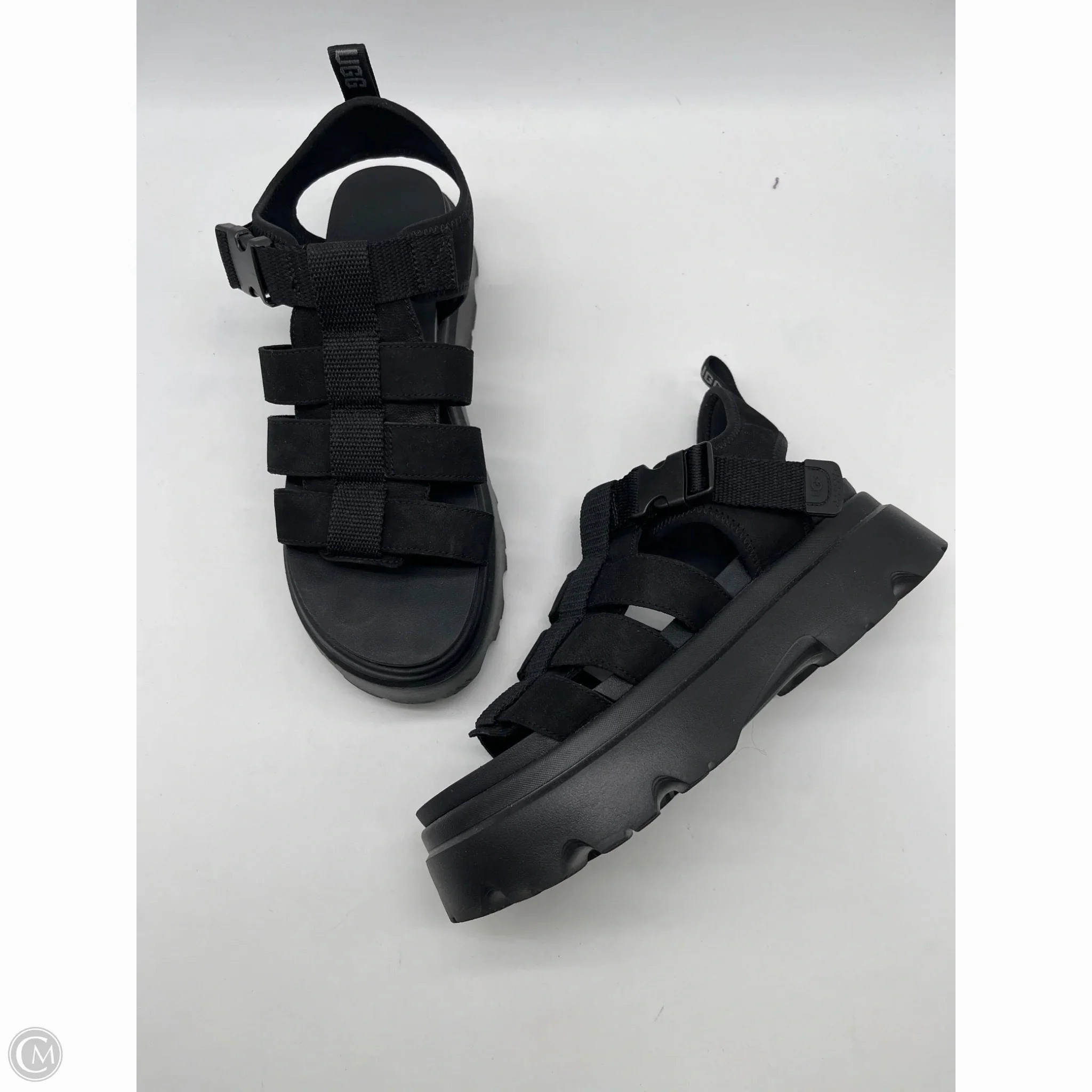 Rebound Technology Sky View Sandals Designer By Ugg In Black, Size: 10