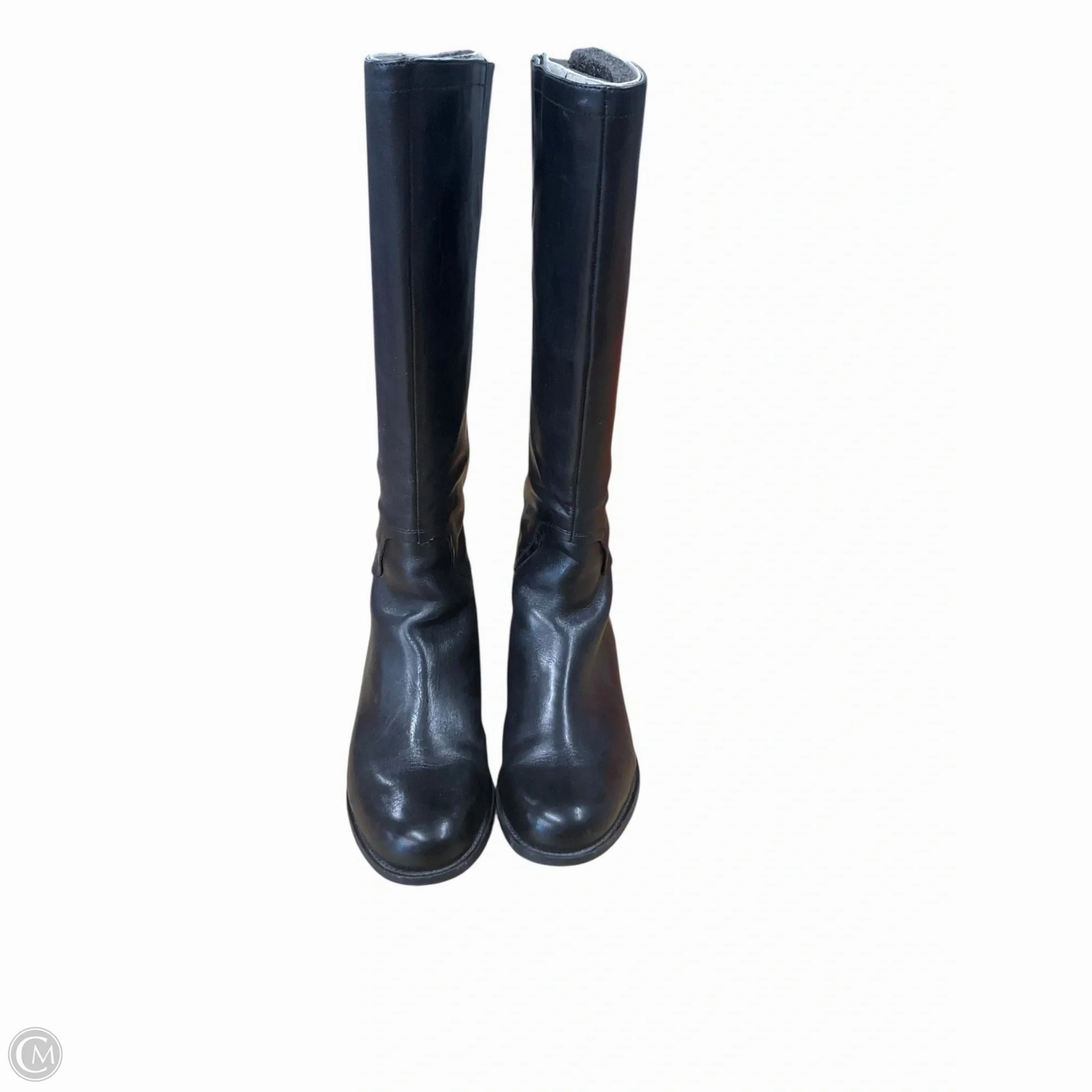 Adjustable Fastening Boots Knee Flats By Nine West In Black, Size: 9