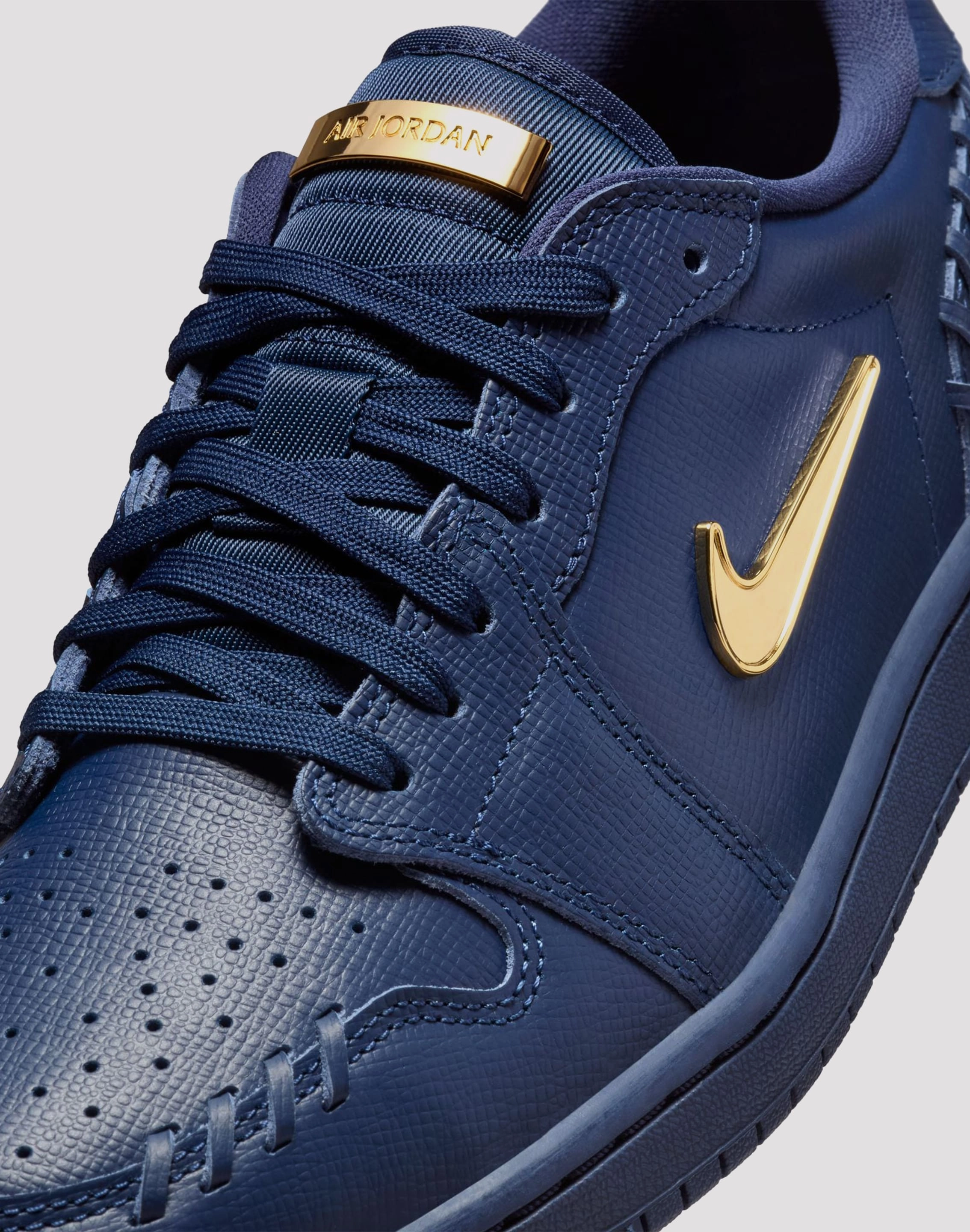 Nike 1 Low Method of Make "Midnight Navy/Metallic Gold" Spring Jump Stitch Free Construction