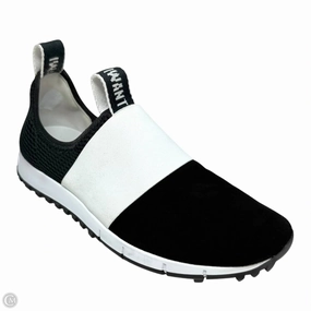 Power Base Rolling Motion Sole Oakland Suede Trainers Luxury Designer By Jimmy Choo In Black & White, Size: US 8/EU 38.5