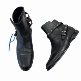 Energy Return System Ventilation Ports Shoes Luxury Designer By Valentino In Black Gold, Size: 9