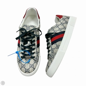 All Day Rainy Day Desert Cool Shoes Luxury Designer By Gucci In Blue & Red & White, Size: 9.5