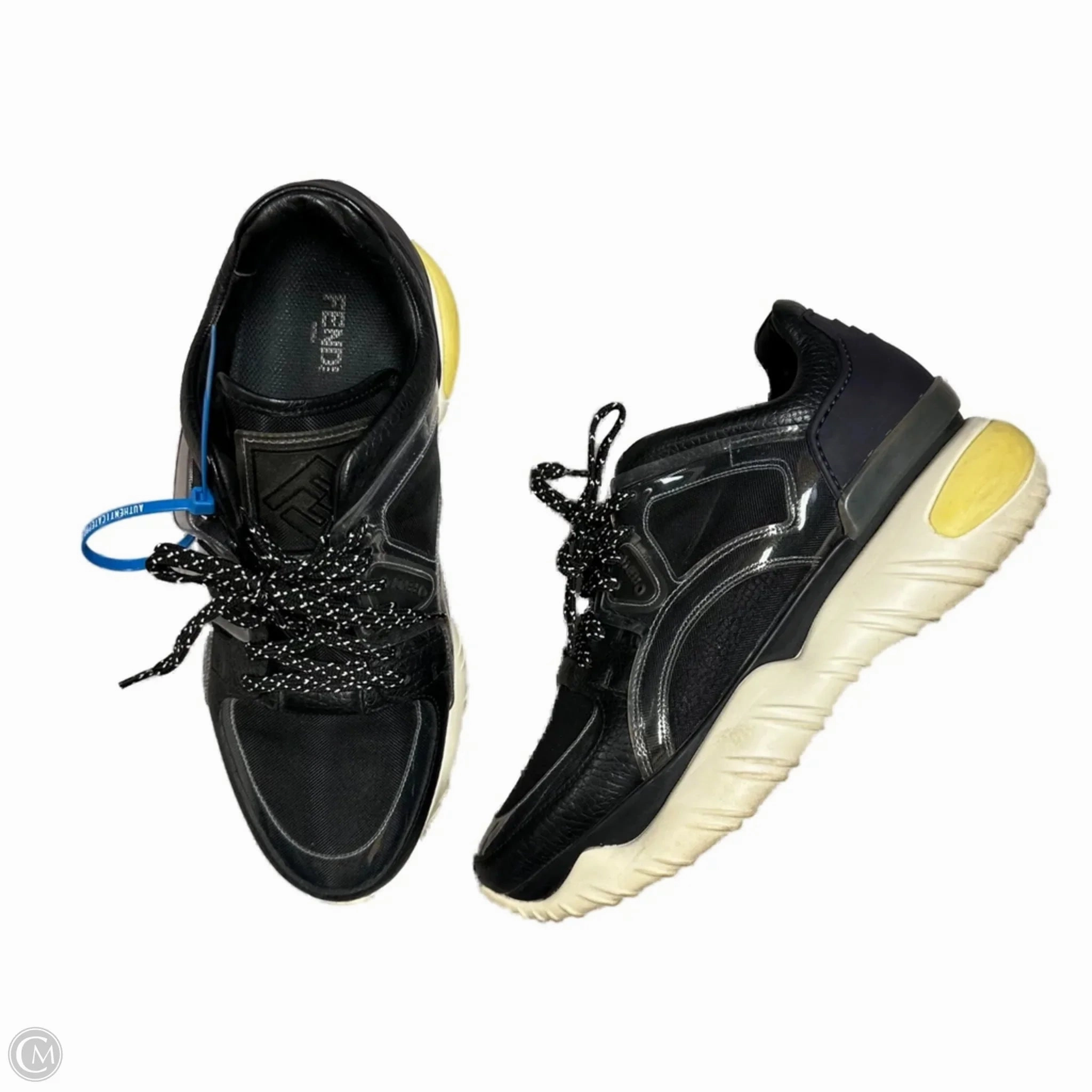 Padded Tongue Shoes Luxury Designer By Fendi In Black & Blue, Size: 9.5