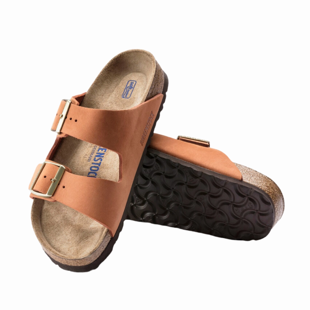 Smooth Comfort Sandals Durable Lifestyle Shoes Women's Arizona Soft Footbed (Nubuck Leather) - Pecan