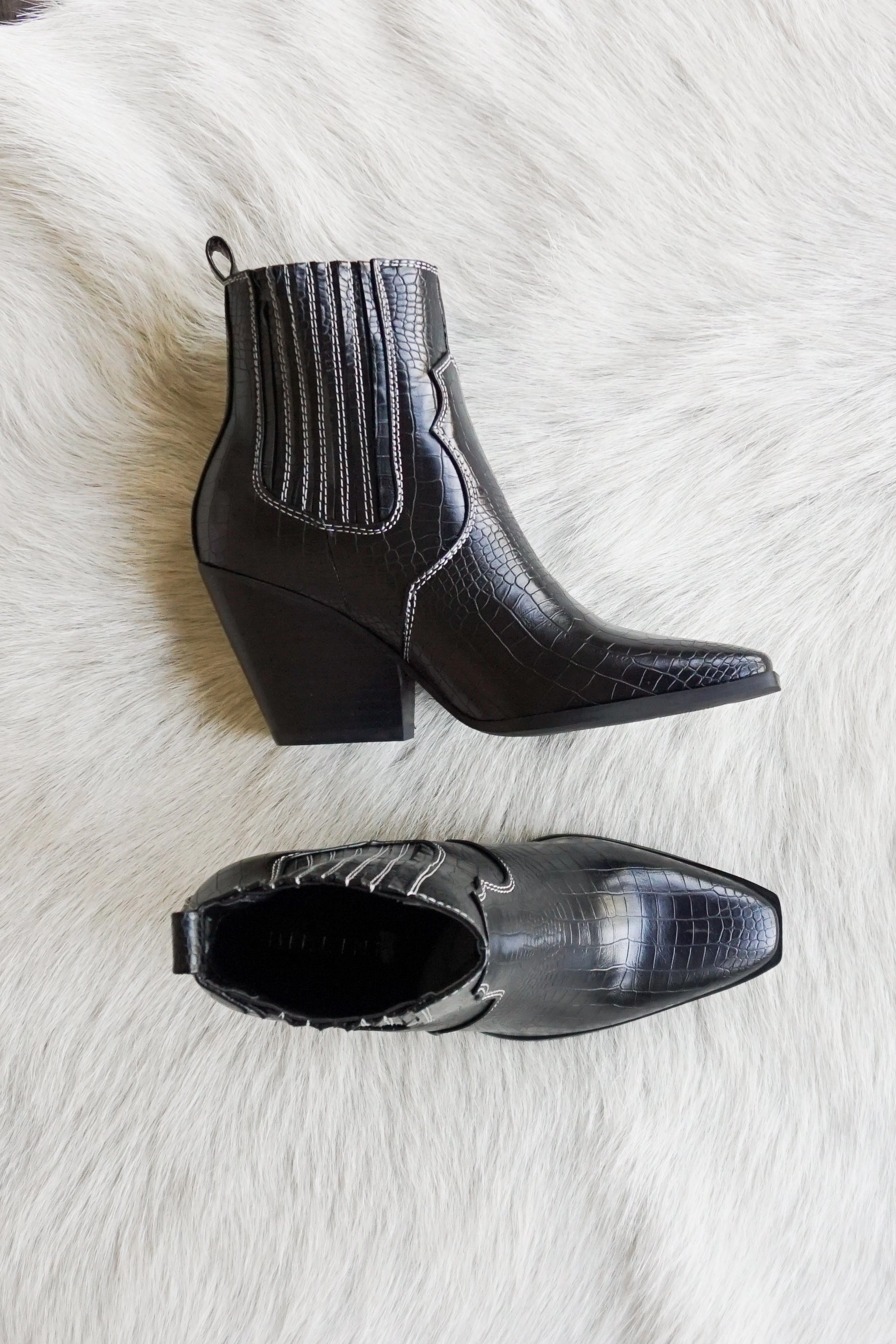 Tough Terrain Crisp Lines Camille Western Mid Ankle Boot in Black