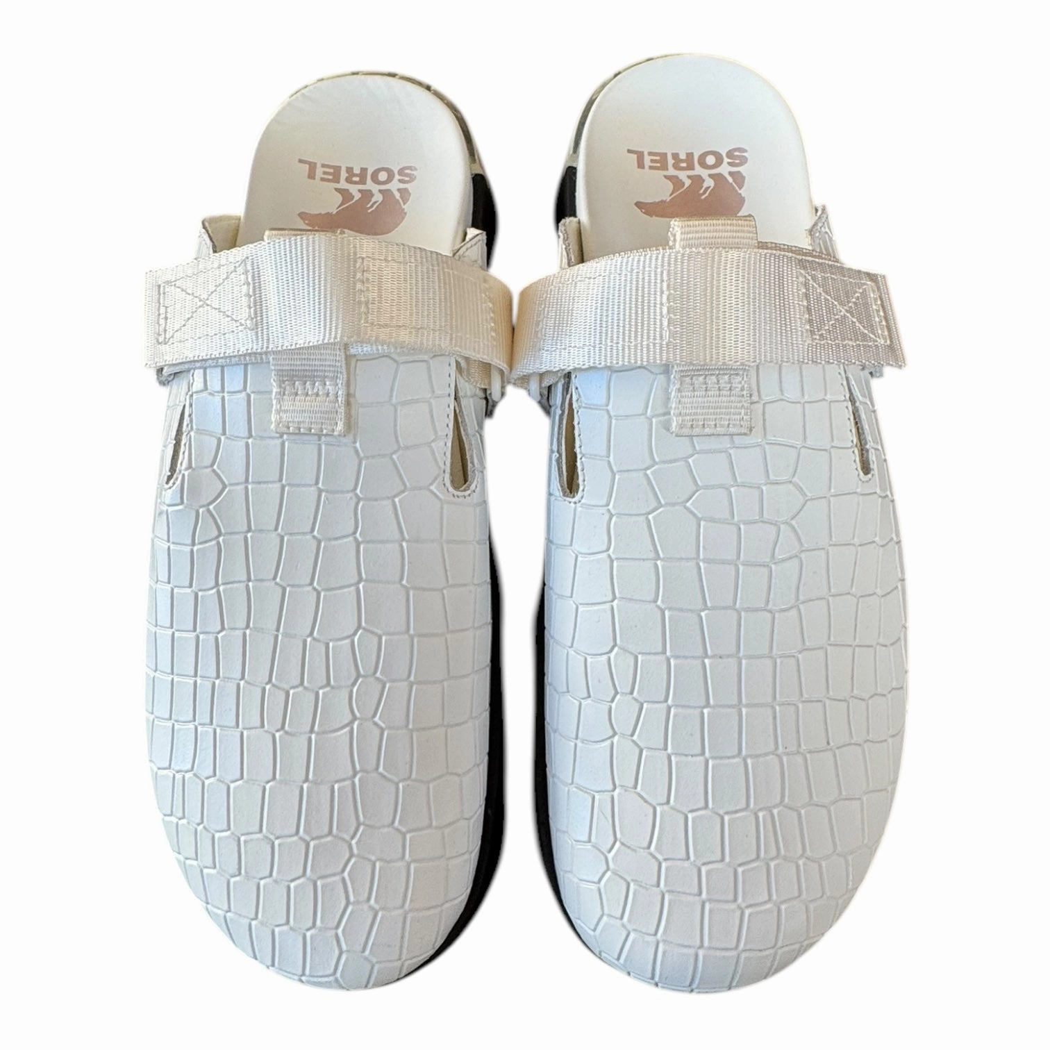 Mule/Slide Designer By Sorel In White Snakeskin Print Pattern, Size:10 Odor Control Insole