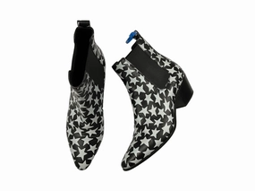 Form Ease Sun Guard Black White Boots Luxury Designer Yves Saint Laurent, Size 6