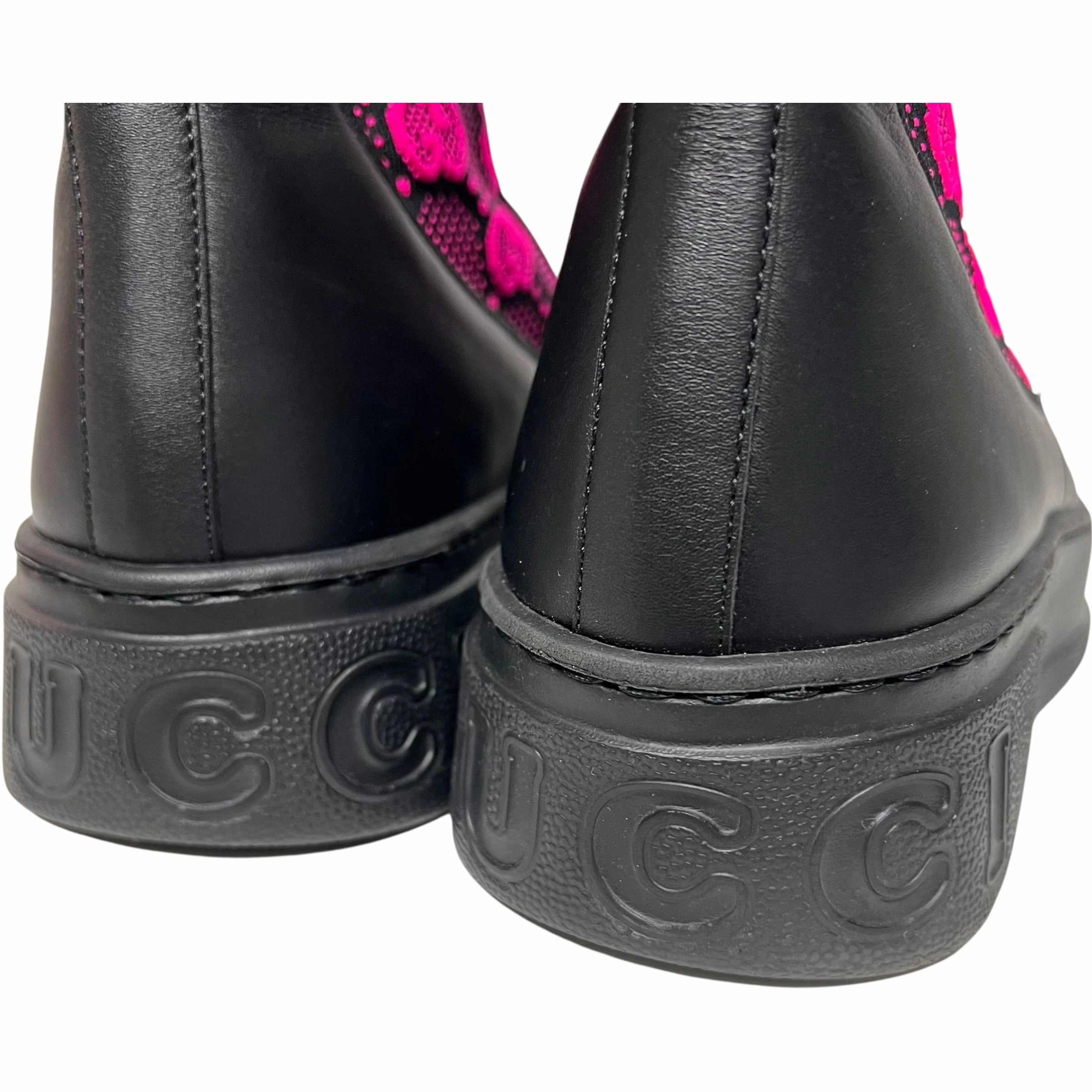 Boots Luxury Designer By Gucci In Black & Pink, Size: 9 Fiber Mix Soft Interior