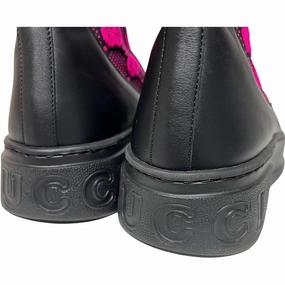 Boots Luxury Designer By Gucci In Black & Pink, Size: 9 Fiber Mix Soft Interior