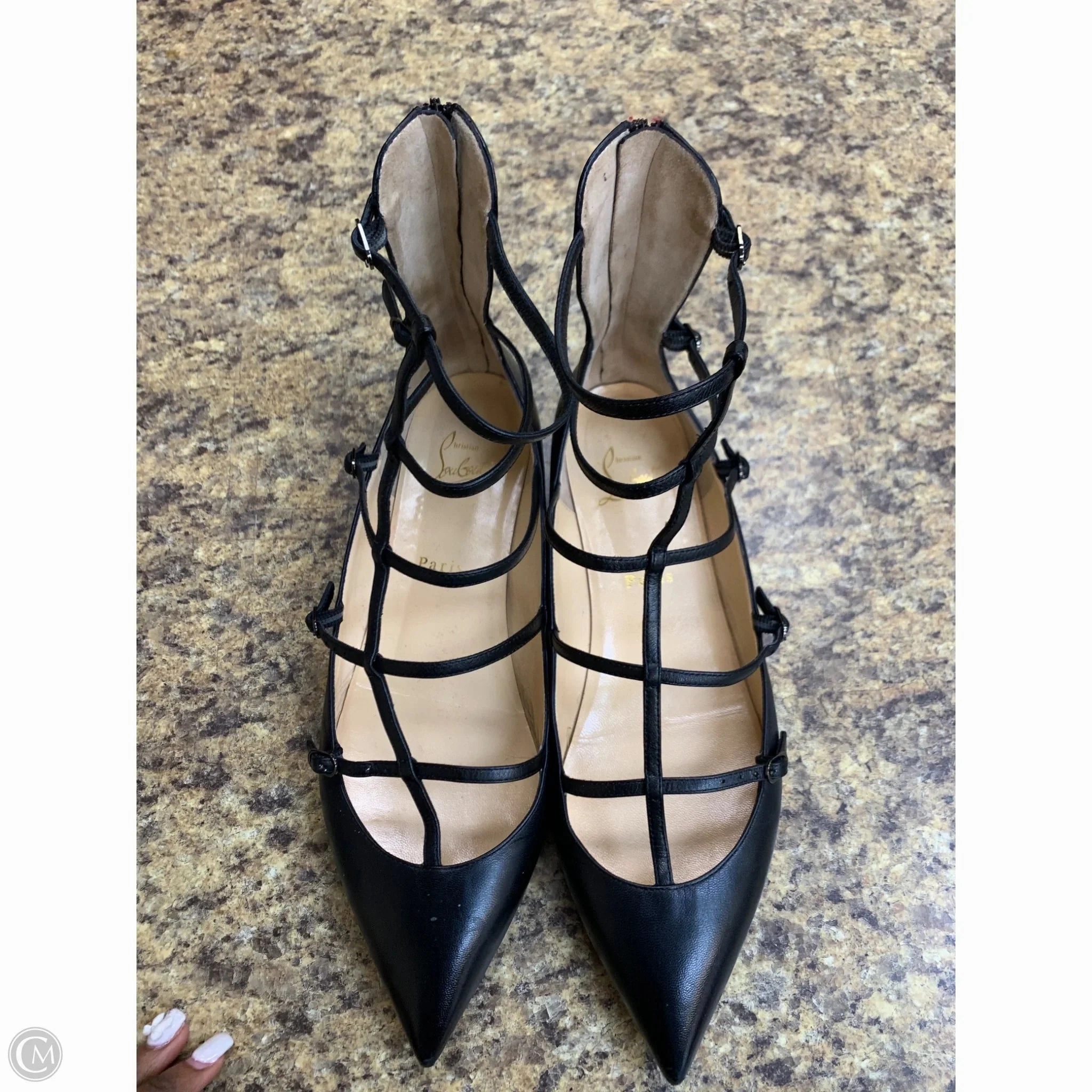 Memory Foam Standing All Cross Road Shoes Luxury Designer By Christian Louboutin In Black, Size: 10