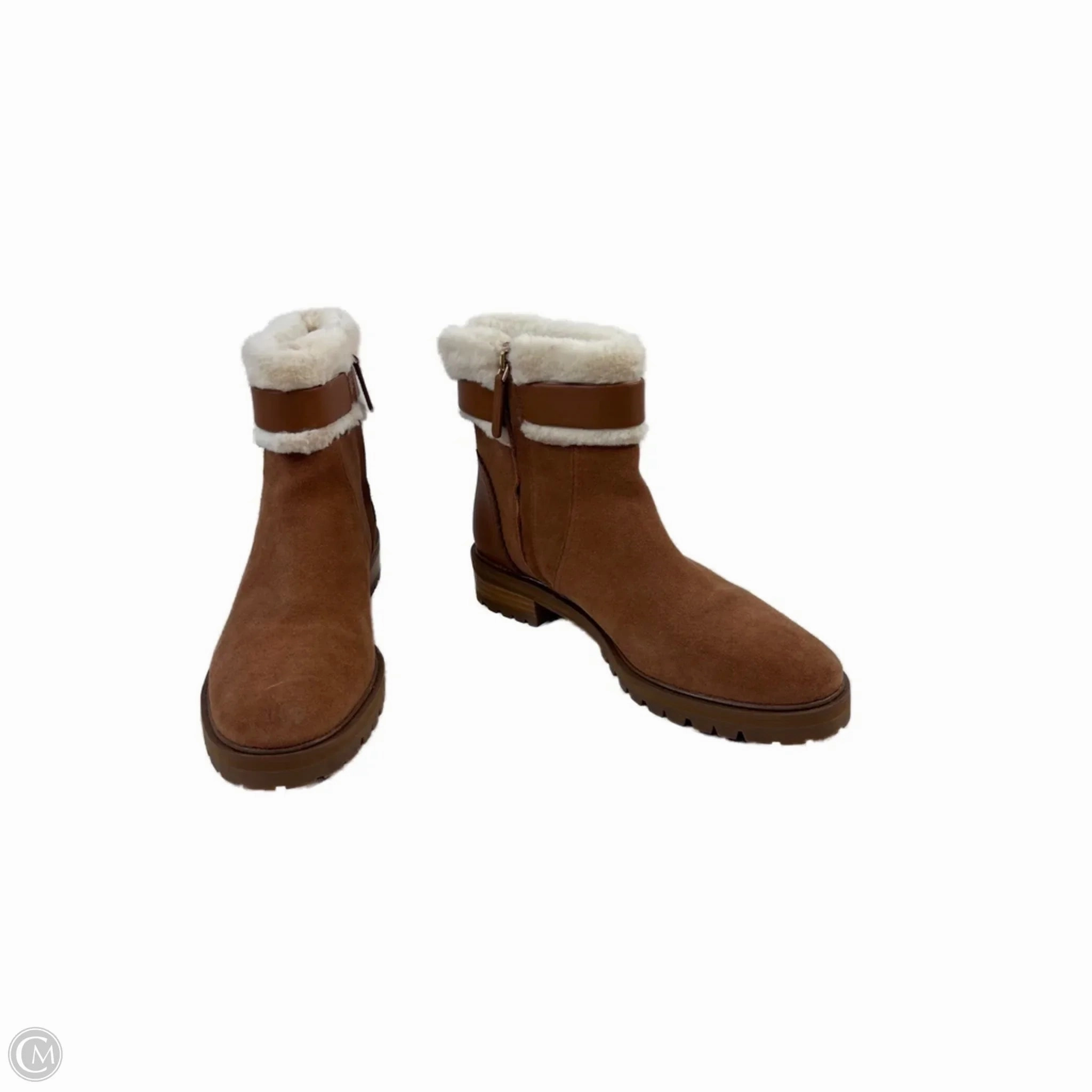 Boots Designer By Kate Spade In Brown & Cream, Size: 9.5 Bright Gold Joy Mood