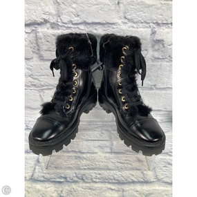 Easy Fasten System Night Out Boots Designer By Kate Spade In Black & Gold, Size: 7