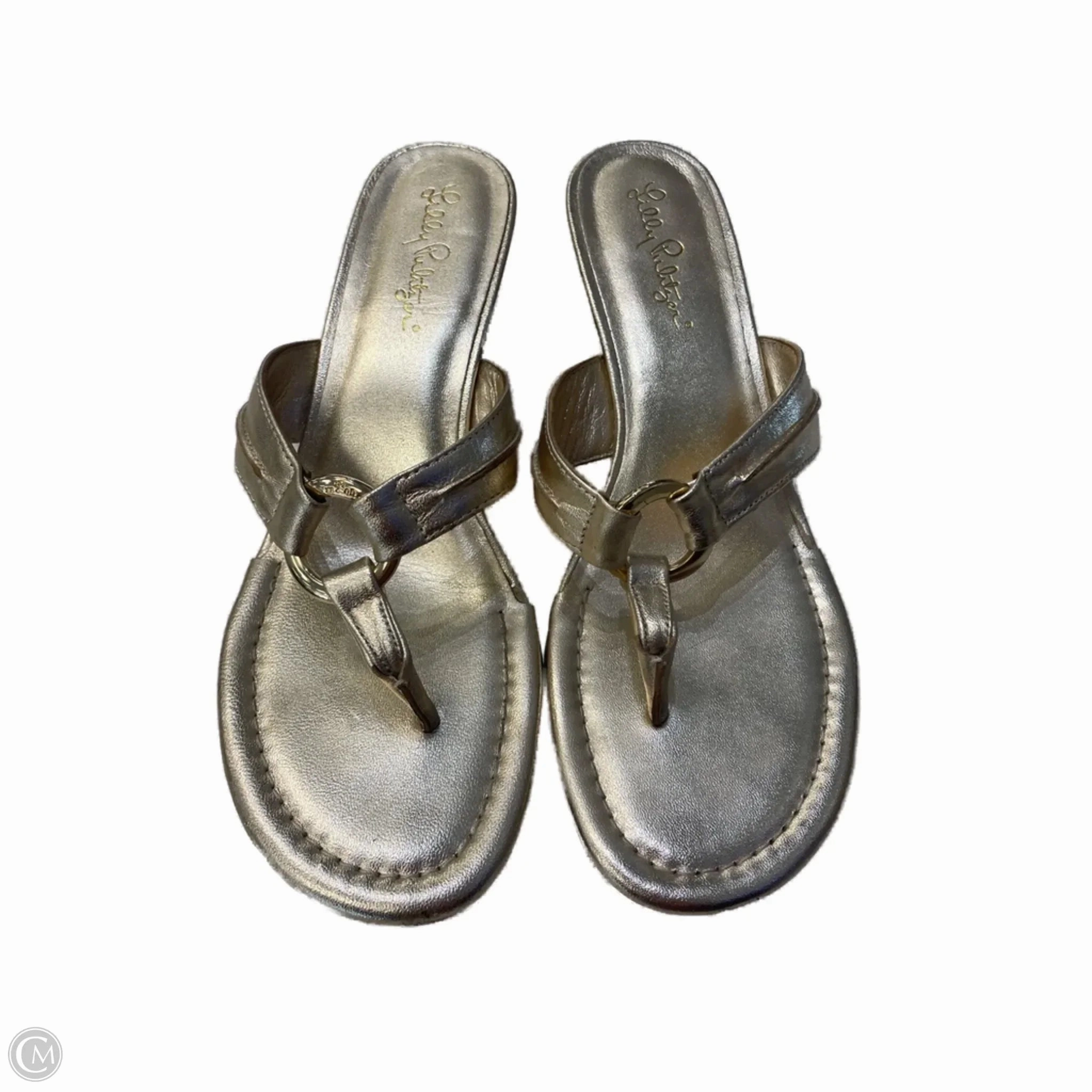 Cotton Base Thermal Insulation Sandals Designer By Lilly Pulitzer In Gold, Size: 8