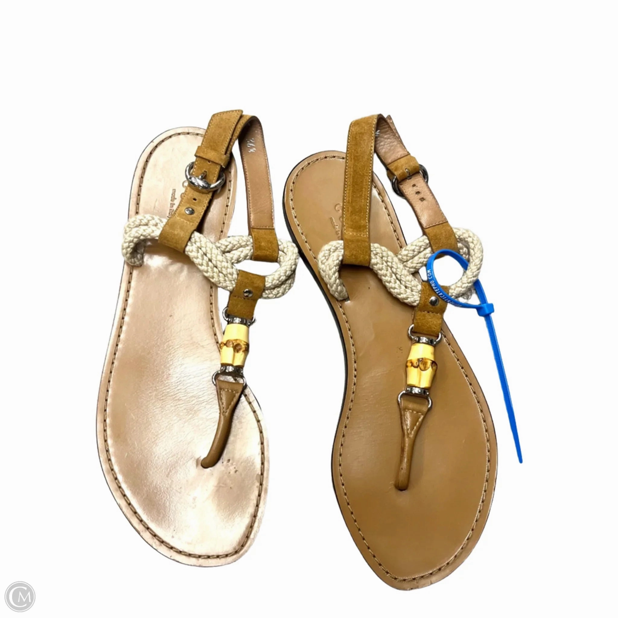 Breathable Lining Sandals Luxury Designer By Gucci In Brown, Size: 6