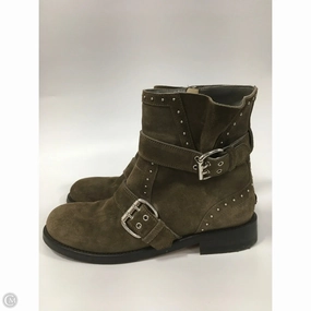 Boots Luxury Designer By Jimmy Choo In Taupe, Size: 7 Indoor City Edge