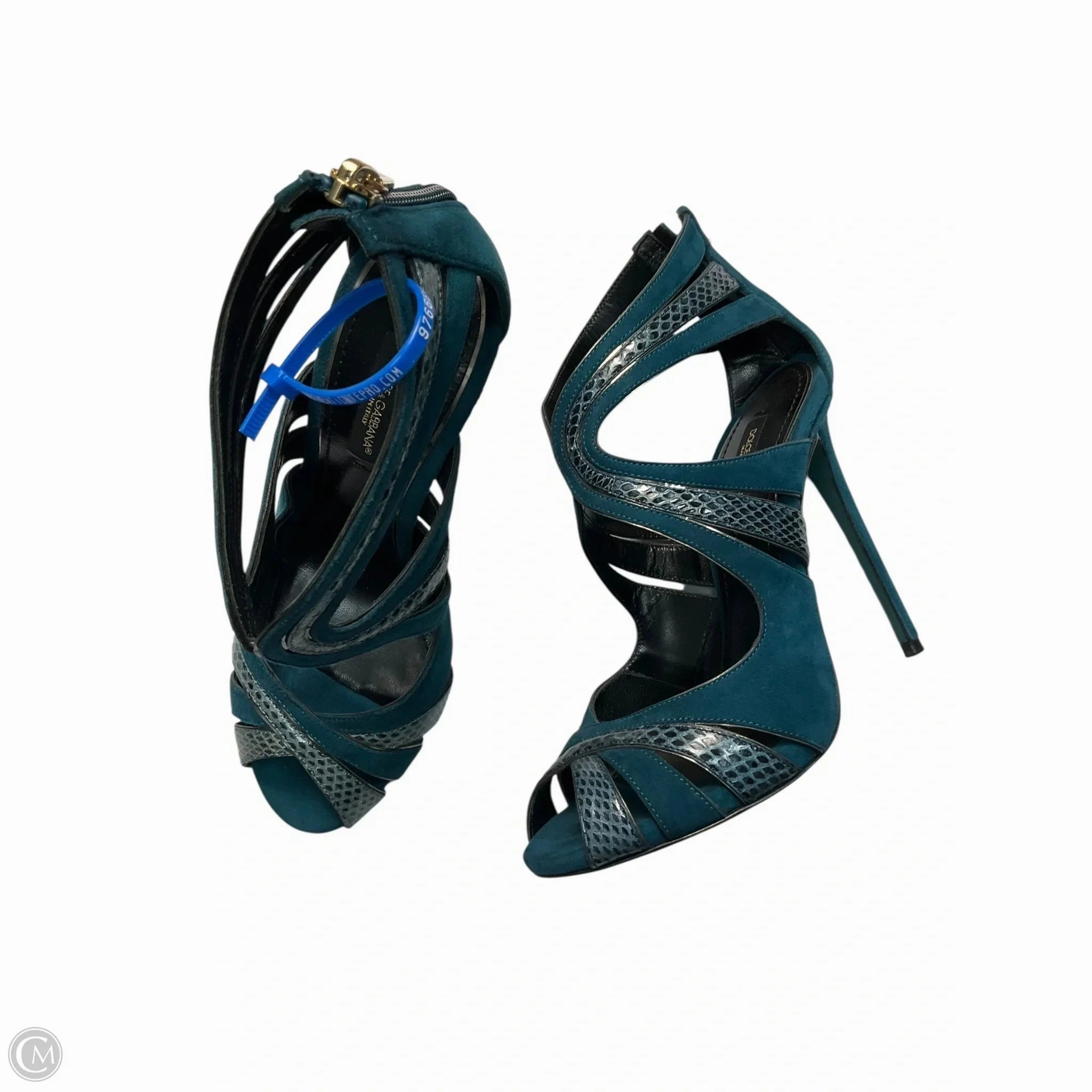 Sandals Luxury Designer By Dolce And Gabbana In Teal, Size: 6 Island Step