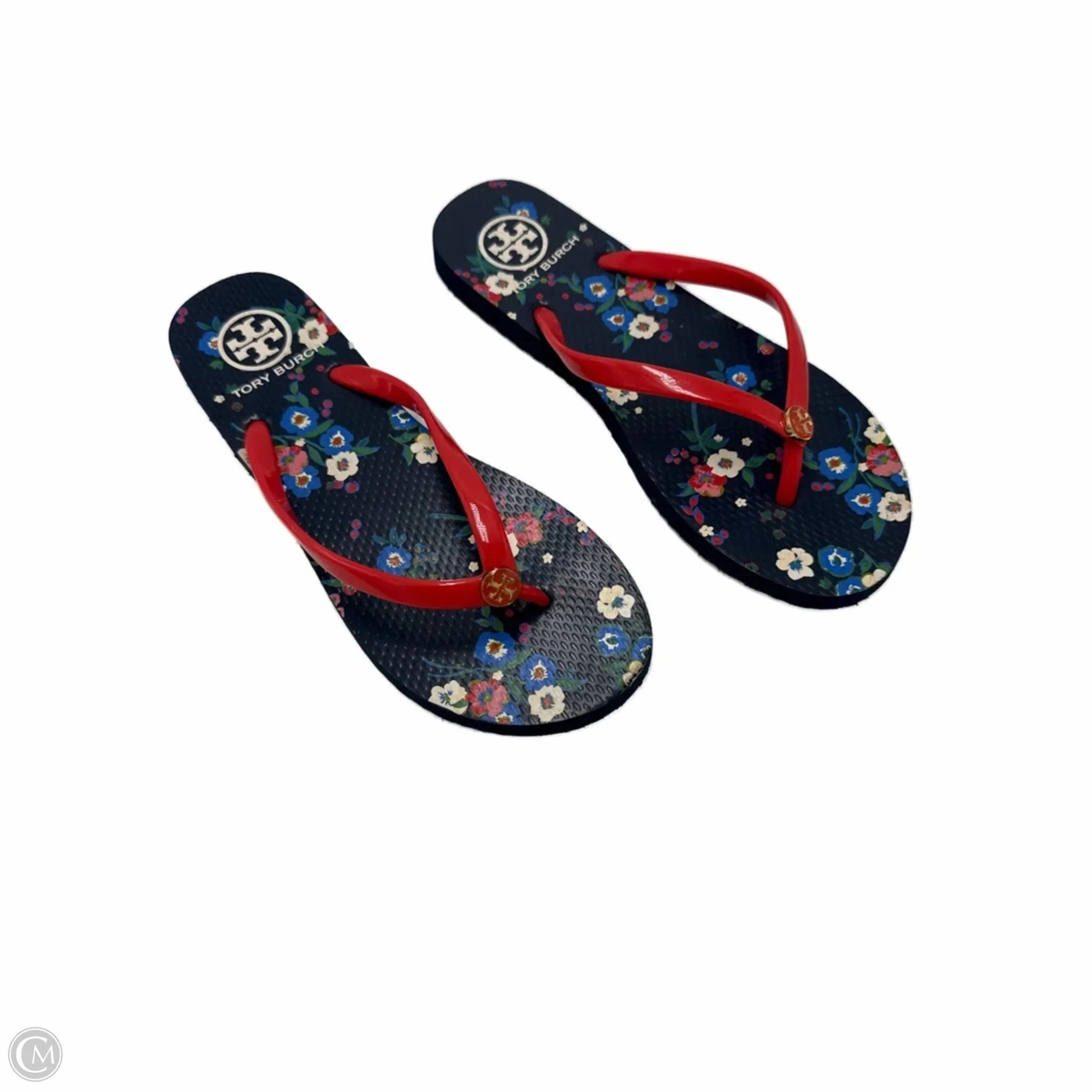 Sandals / Fl9ip Flops Designer By Tory Burch In Floral Print, Size: 8 Road grip