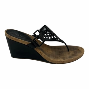 Soft Collar Lining Sandals Designer By Coach In Black, Size:8.5