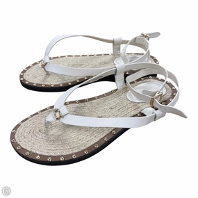 Matte Edge Sandals Designer By Coach In Gold & White, Size: 8