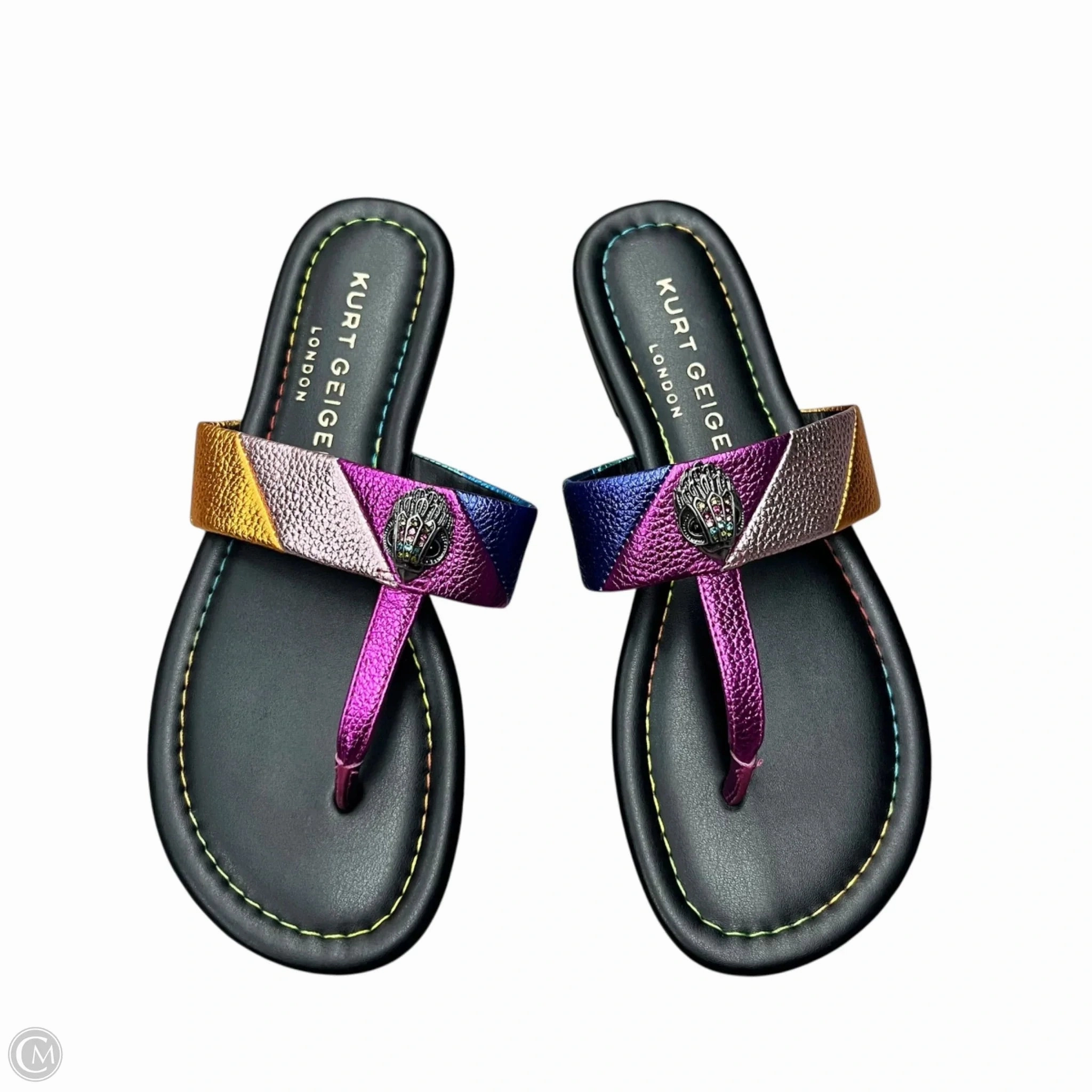 Weatherproof Protective Coating Abrasion Resistant Toe Sandals Designer By Kurt Geiger In Multi-colored, Size: 5.5