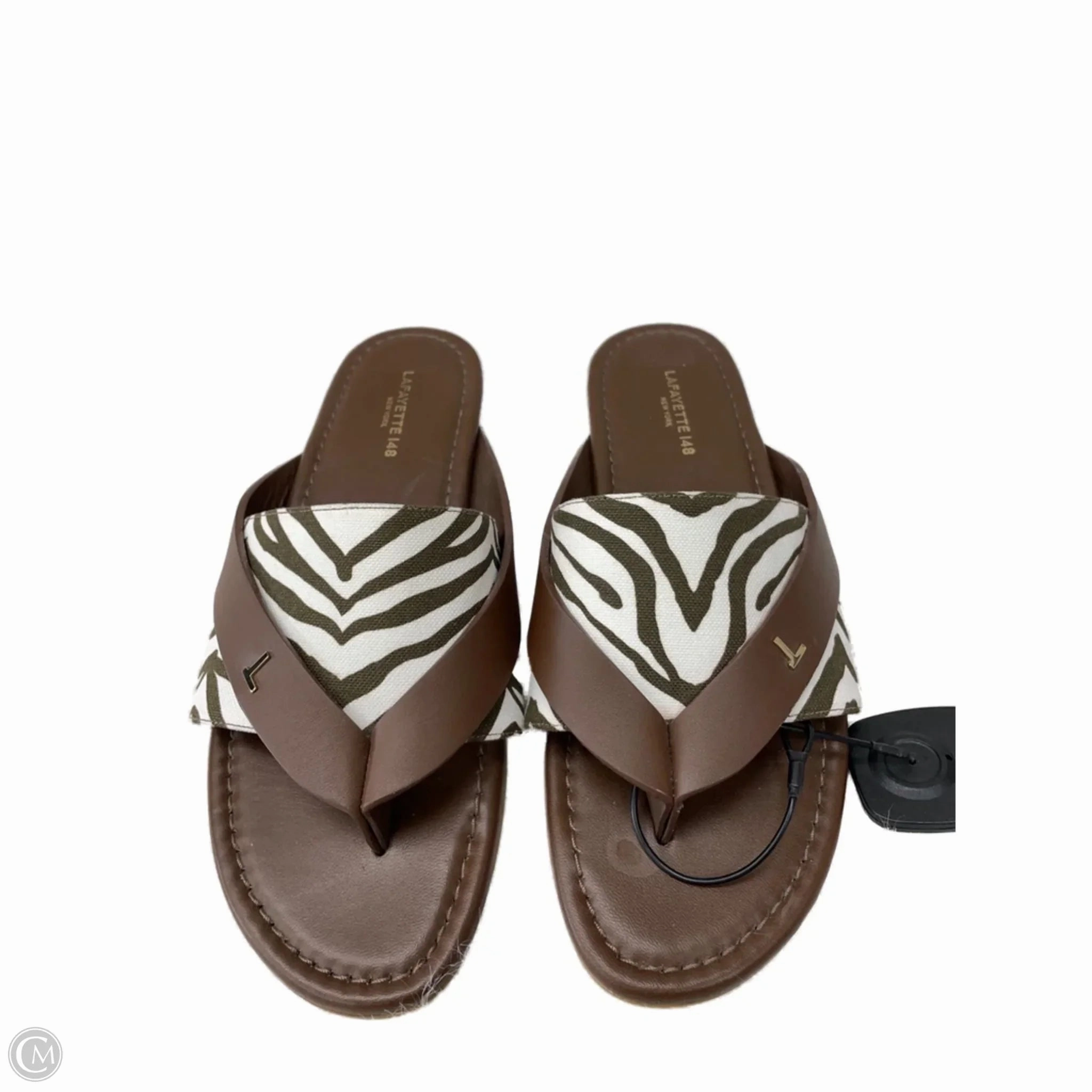 Sandals Designer By Lafayette 148 In Zebra Print, Size: 8.5 Boat Walk