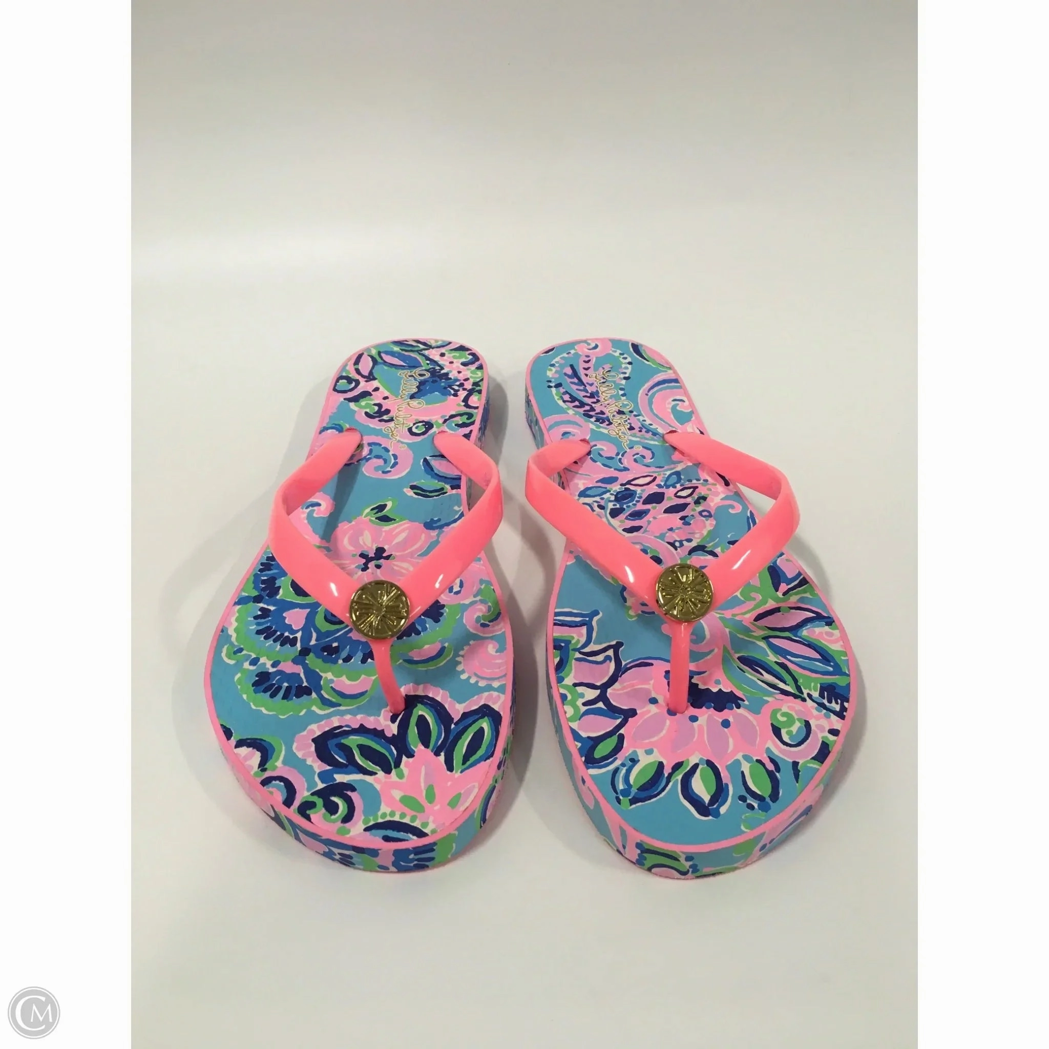 Sandals Designer By Lilly Pulitzer In Blue & Pink, Size: 9 AI Path New In