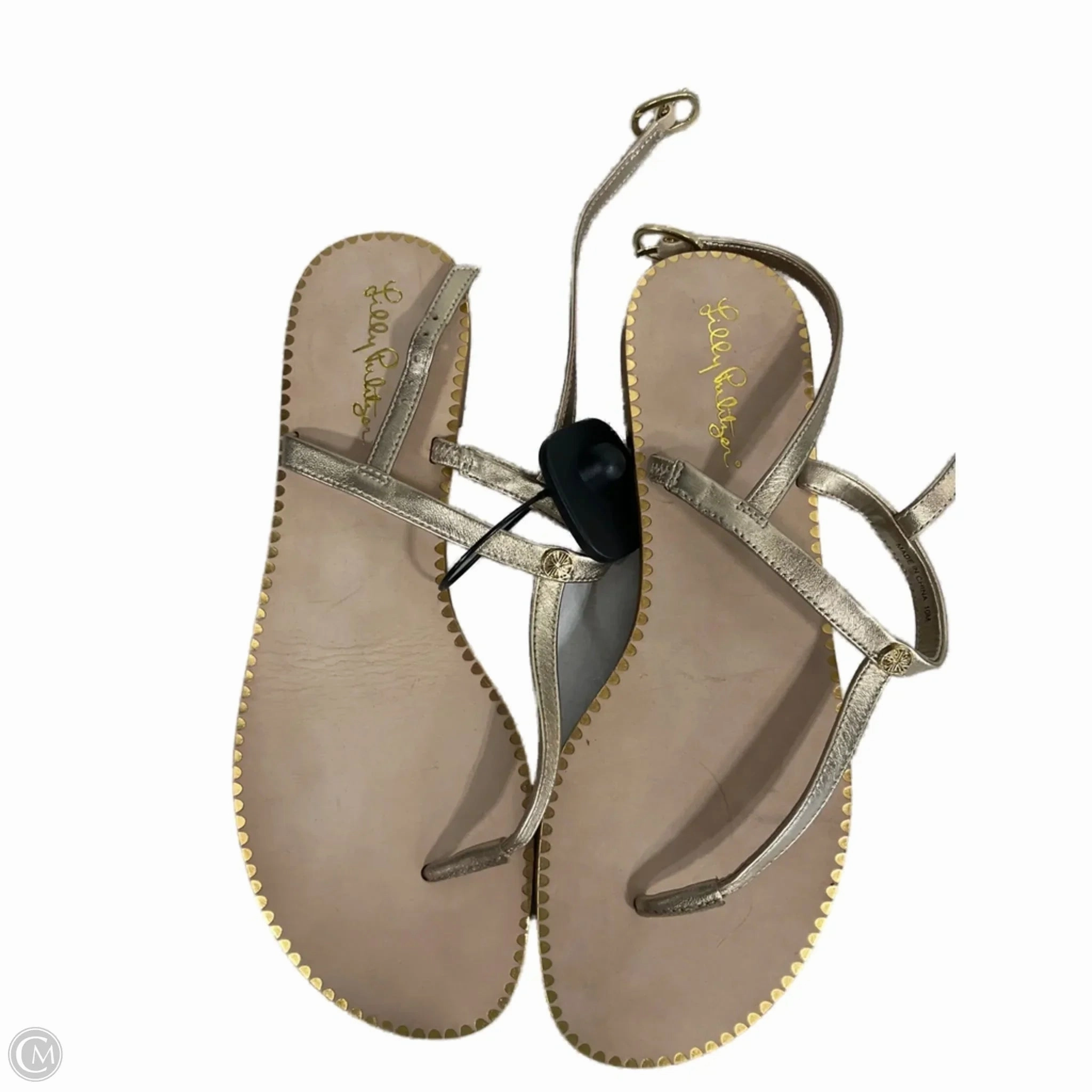 Care Ease Comfort Lining Sandals Designer By Lilly Pulitzer In Gold & Tan, Size: 10
