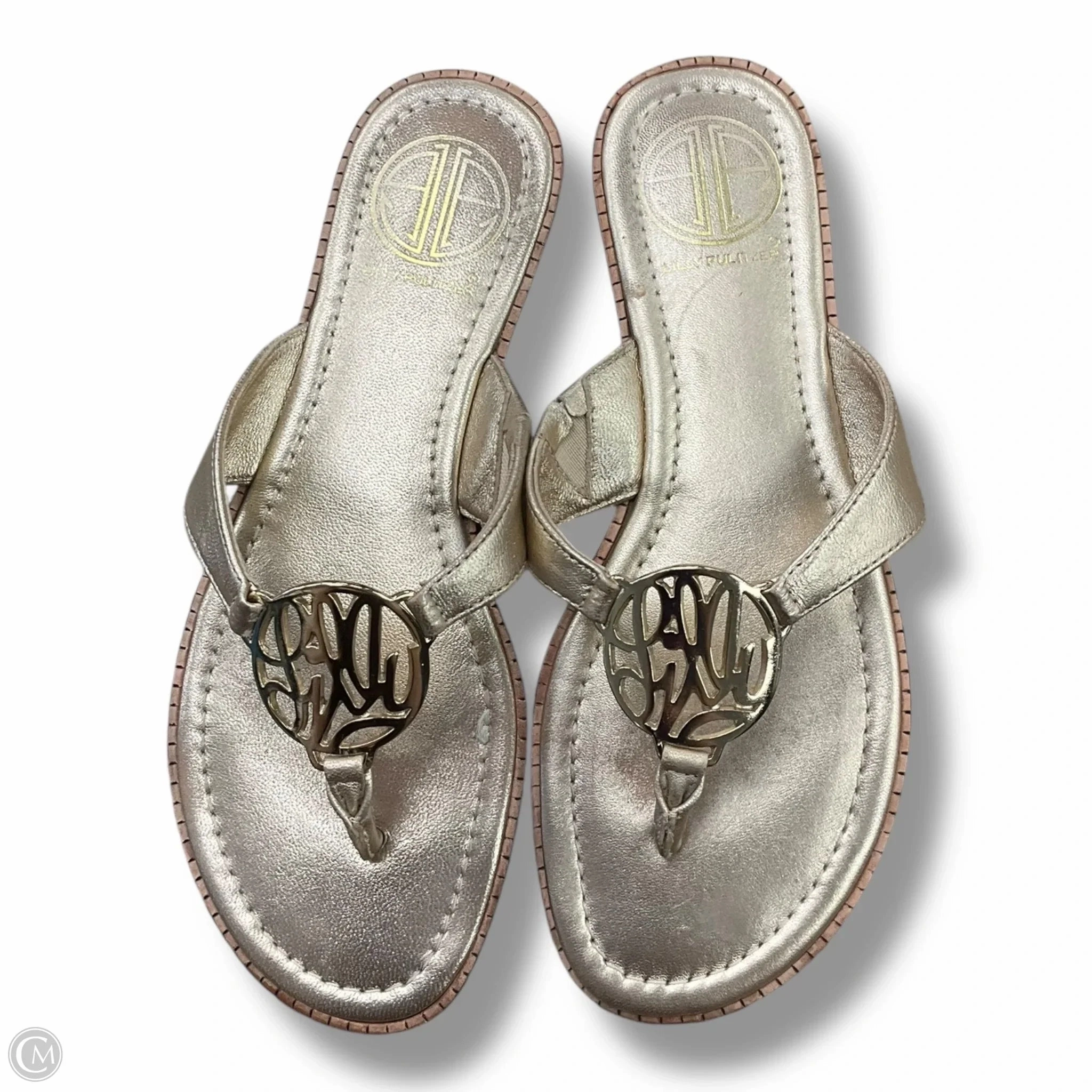 Ankle wrap Running Sandals Designer By Lilly Pulitzer In Gold, Size: 6.5