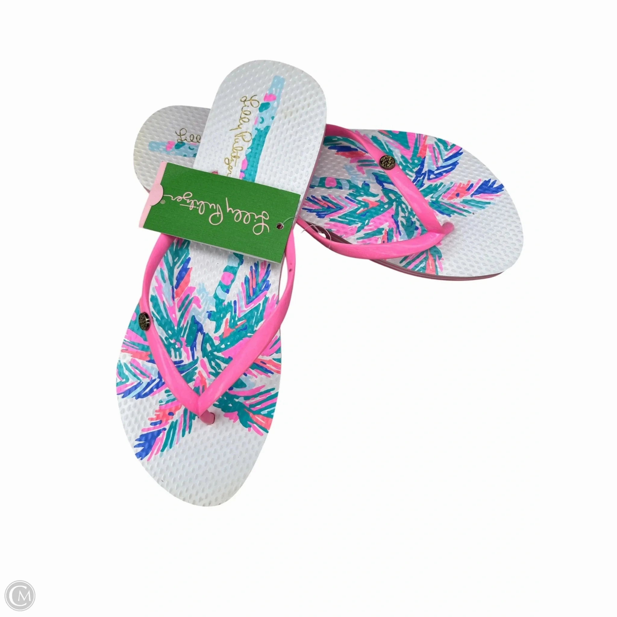On Trend Sandals Designer By Lilly Pulitzer In Pink & White, Size: 11