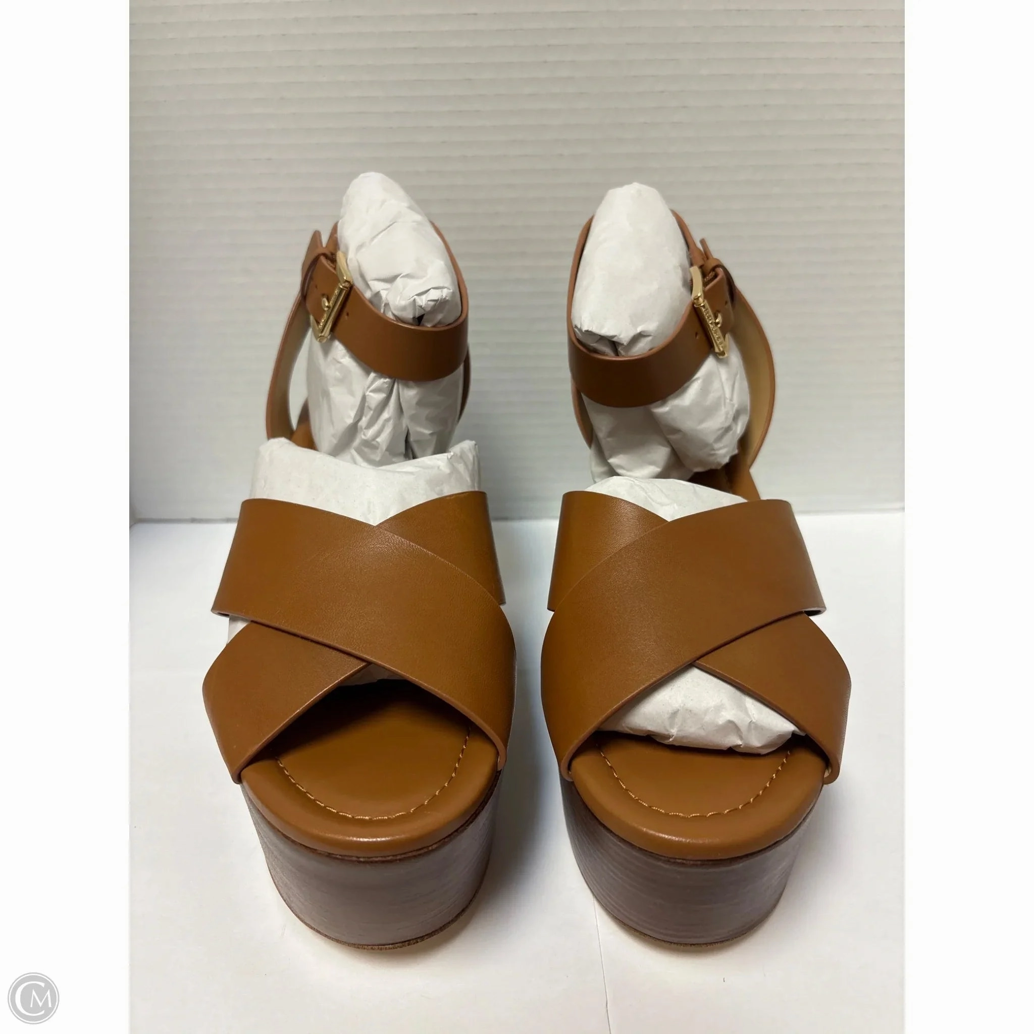 Wind Block Sandals Designer By Michael Kors In Brown, Size: 9.5