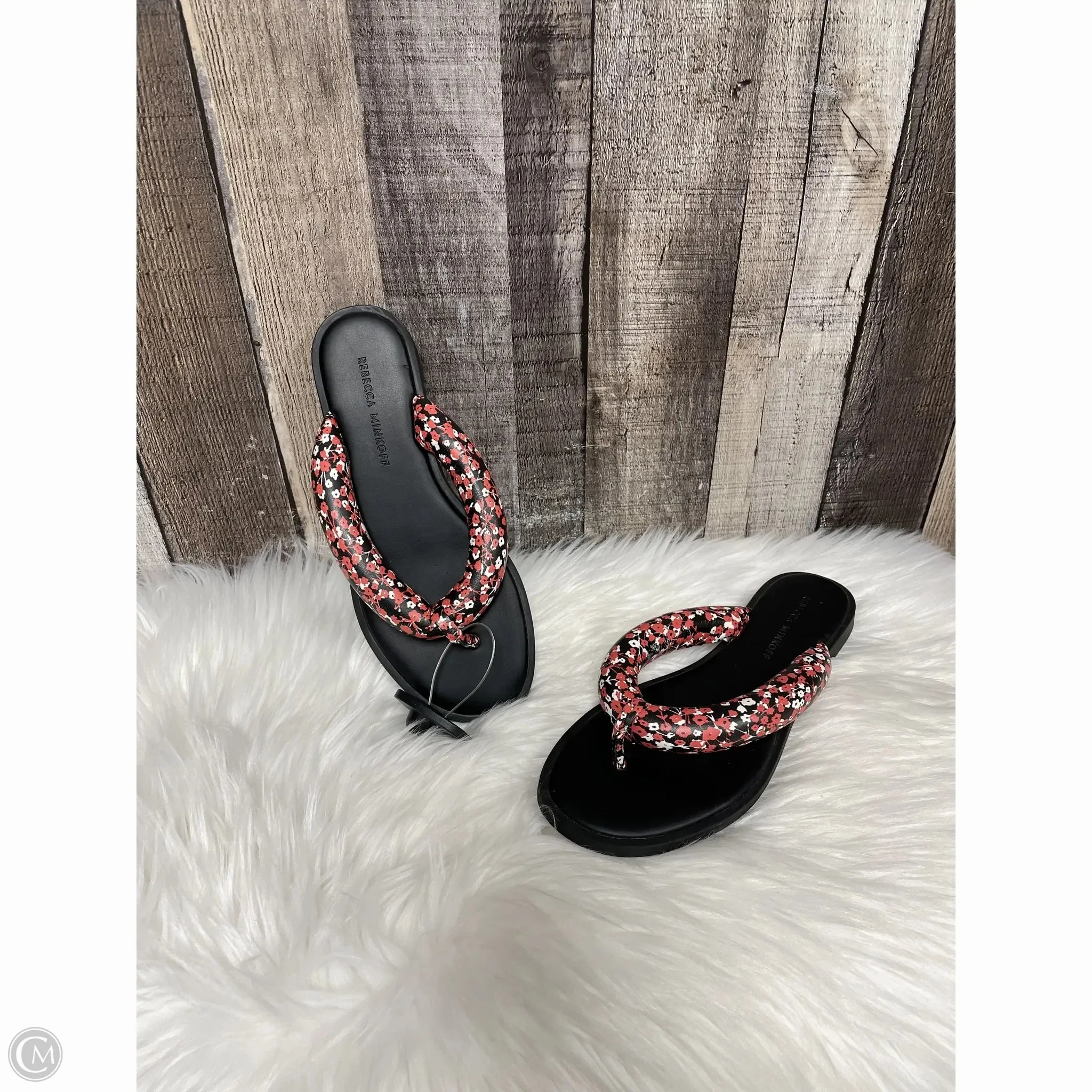 Joint Care Soft Land Sandals Designer By Rebecca Minkoff In Black & Red, Size: 6