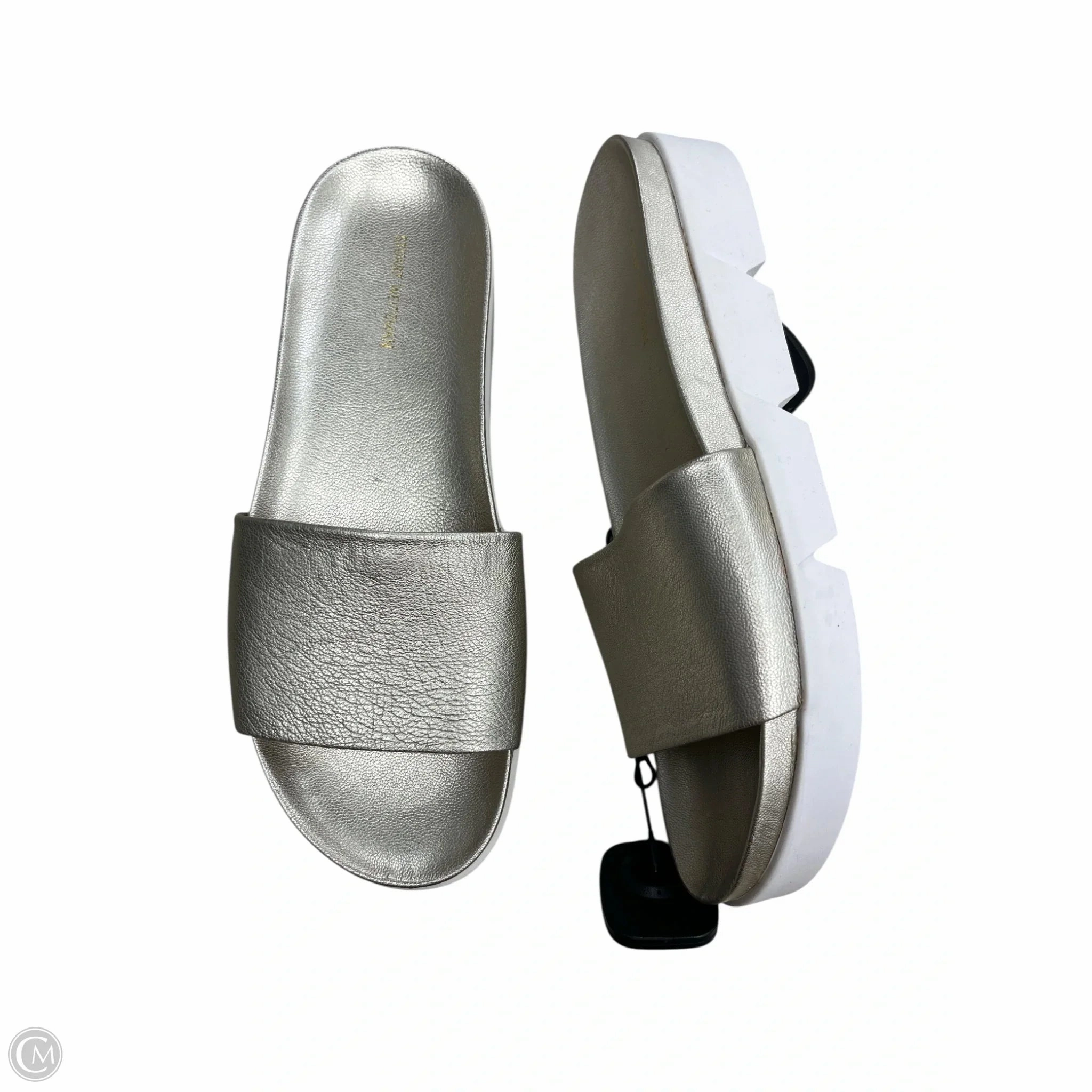 Ergonomic Heel Cup Sandals Designer By Stuart Weitzman In Gold, Size: 9.5