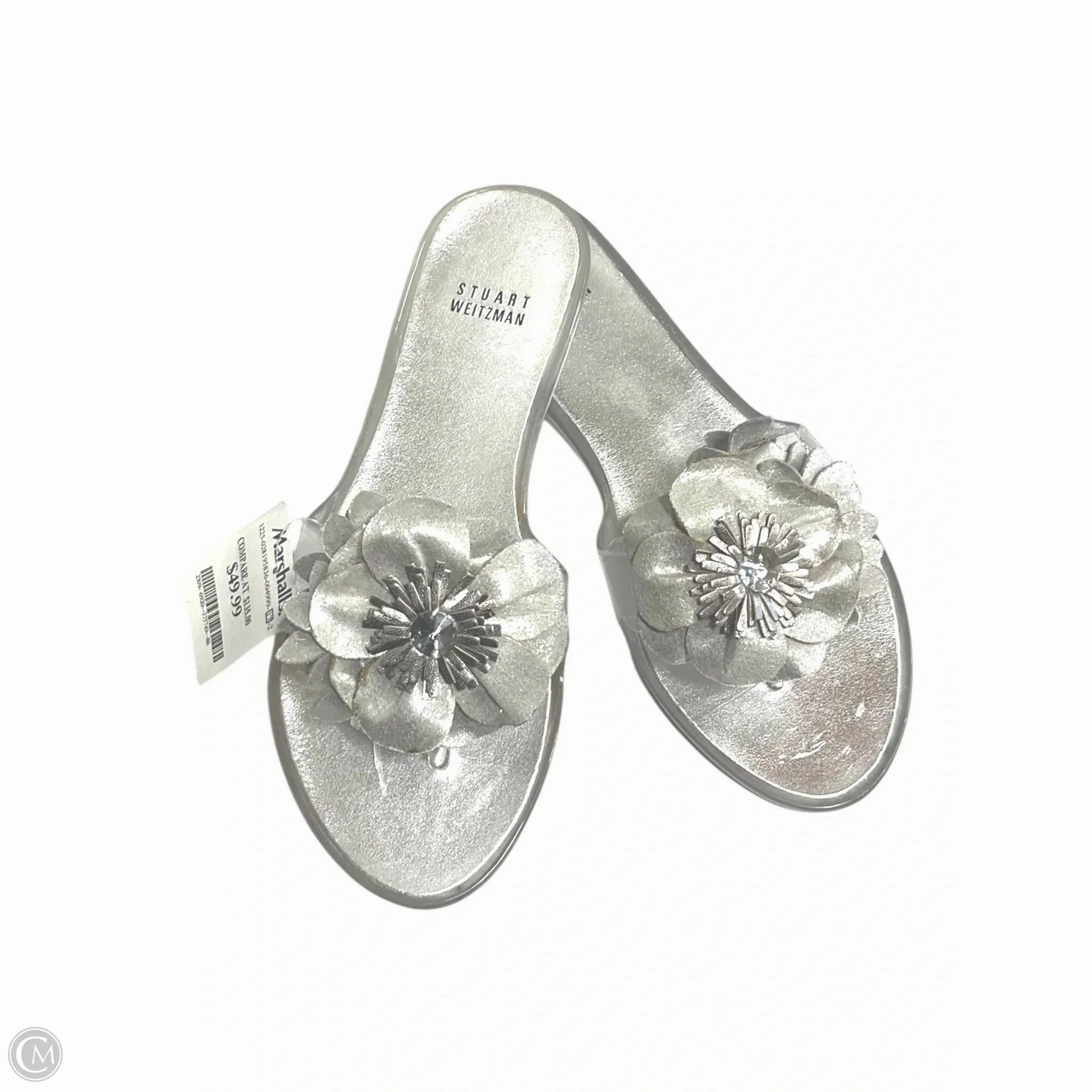 Comfort Strap Sandals Designer By Stuart Weitzman In Silver, Size: 8