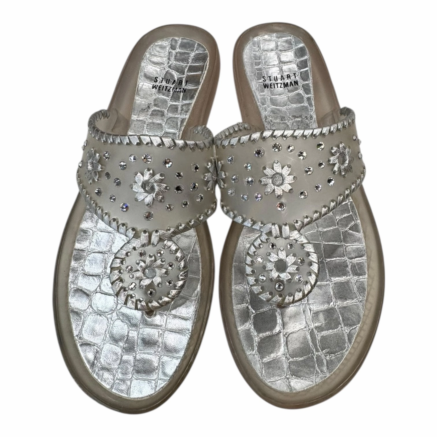 Waterproof Traction Sandals Designer By Stuart Weitzman In Silver, Size:9