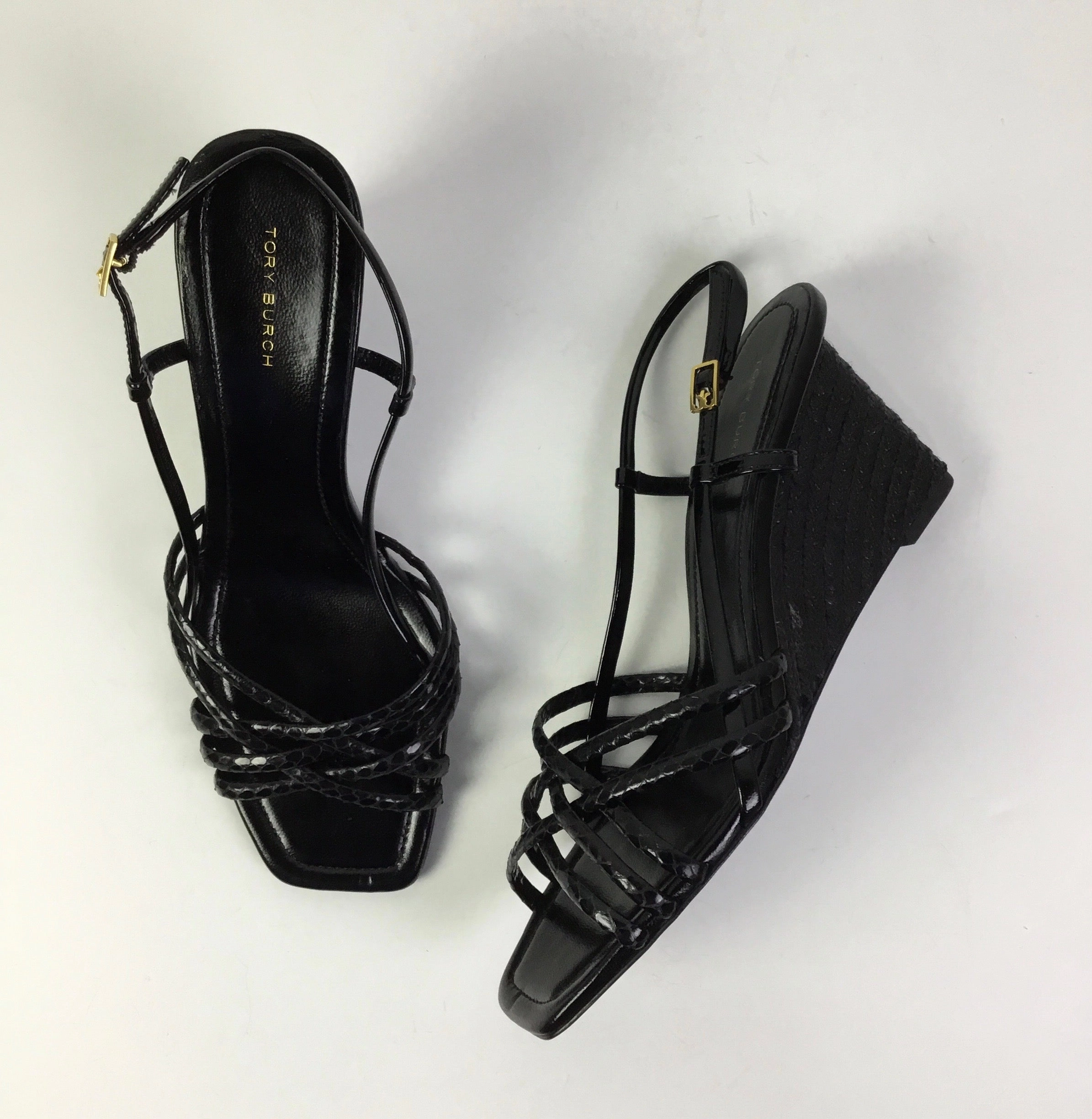 Color Play Firm Lock Sandals Designer By Tory Burch In Black, Size:8.5