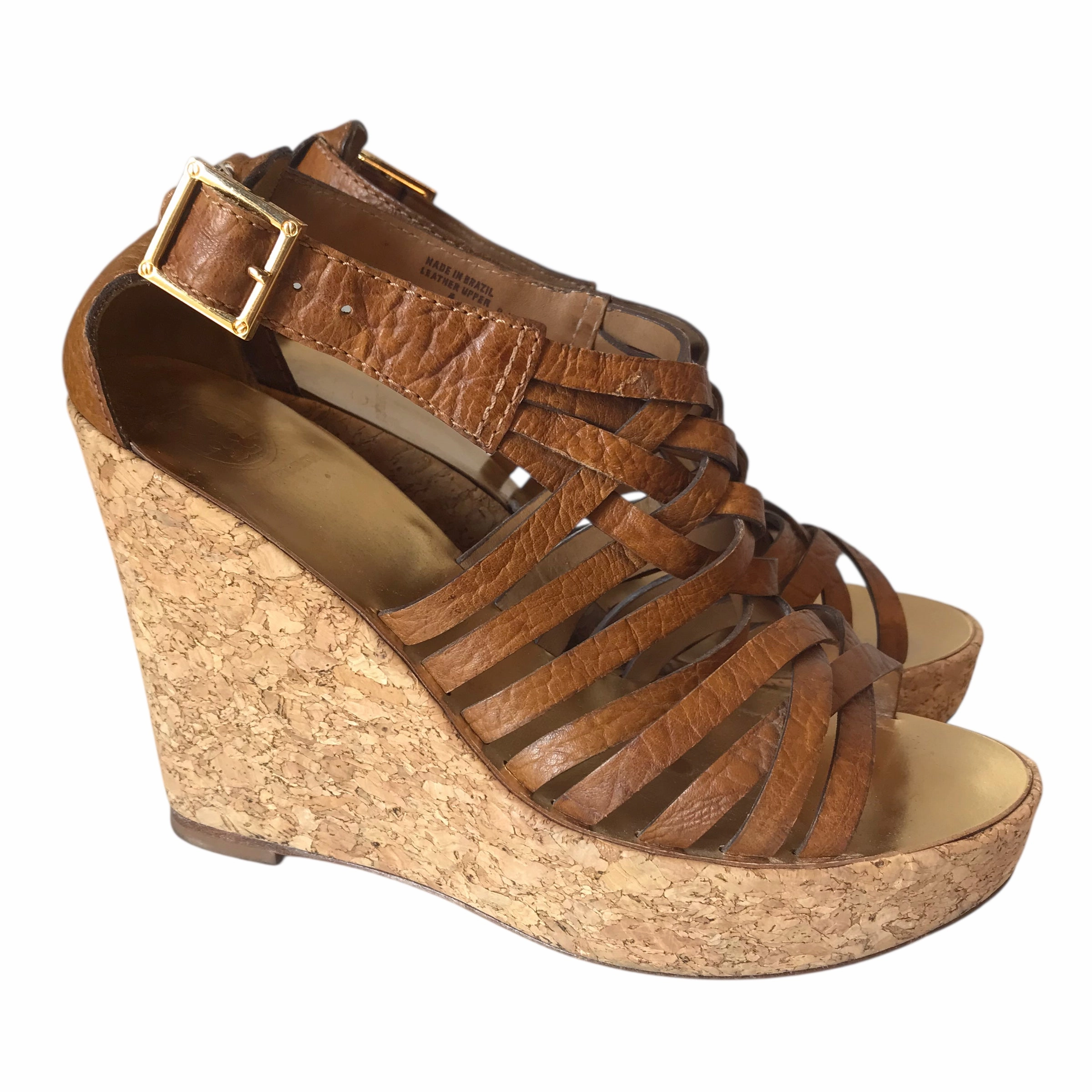 construction Soul Step Sandals Designer By Tory Burch In Brown, Size:8