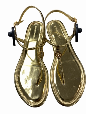 Sandals Designer By Tory Burch In Gold, Size: 8.5 Rolling Motion Design Field Walk