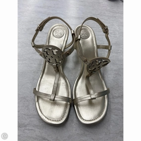 Sandals Designer By Tory Burch In Gold, Size: 9.5 White Clean