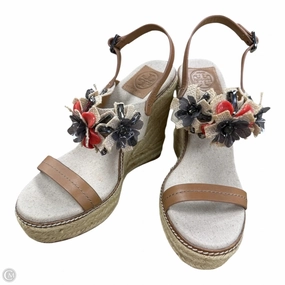 Lace Up Spring Jump Sandals Designer By Tory Burch In Tan, Size: 9.5