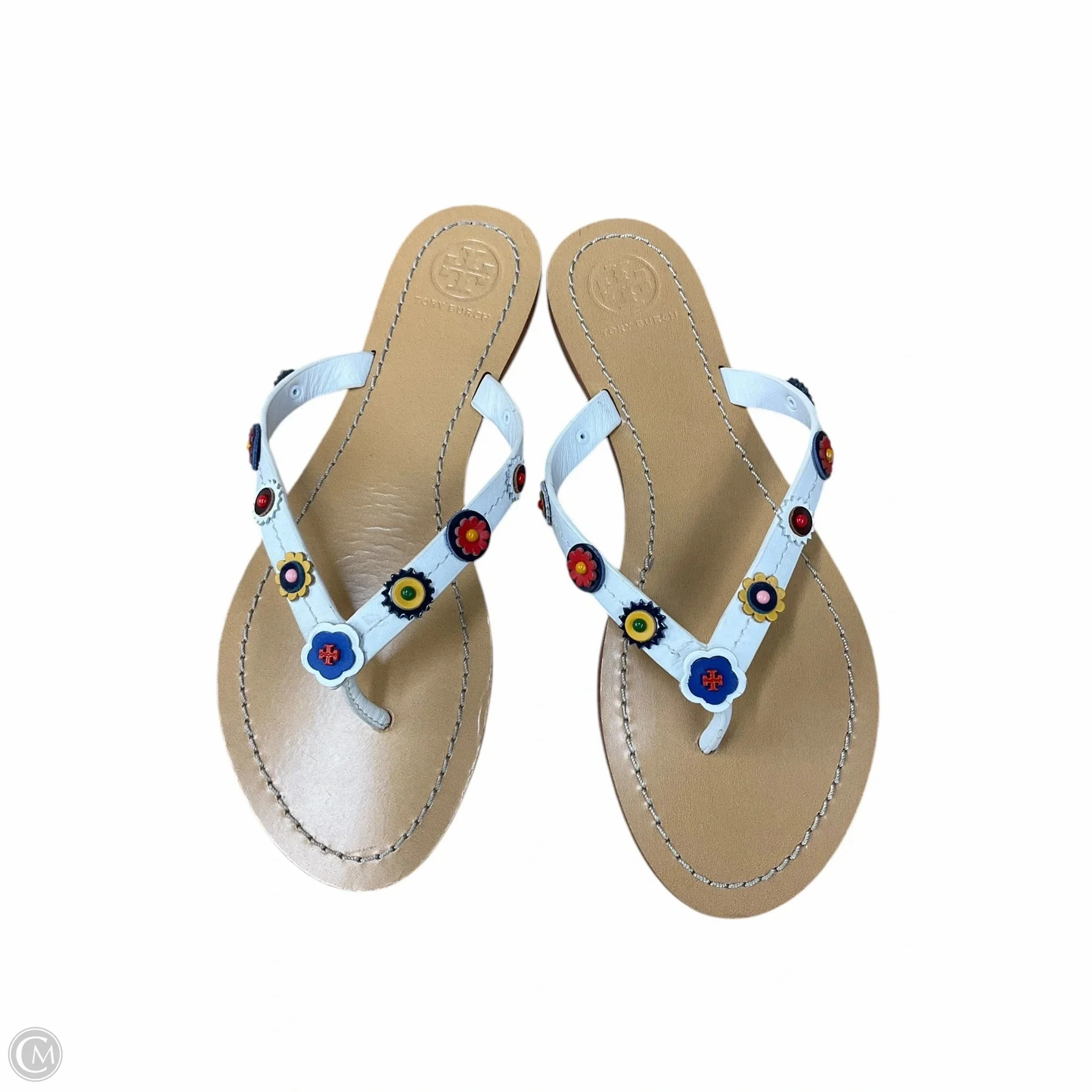 Sandals Designer By Tory Burch In White, Size: 6 Thermoformed Heel Counter Balanced Heel Counter