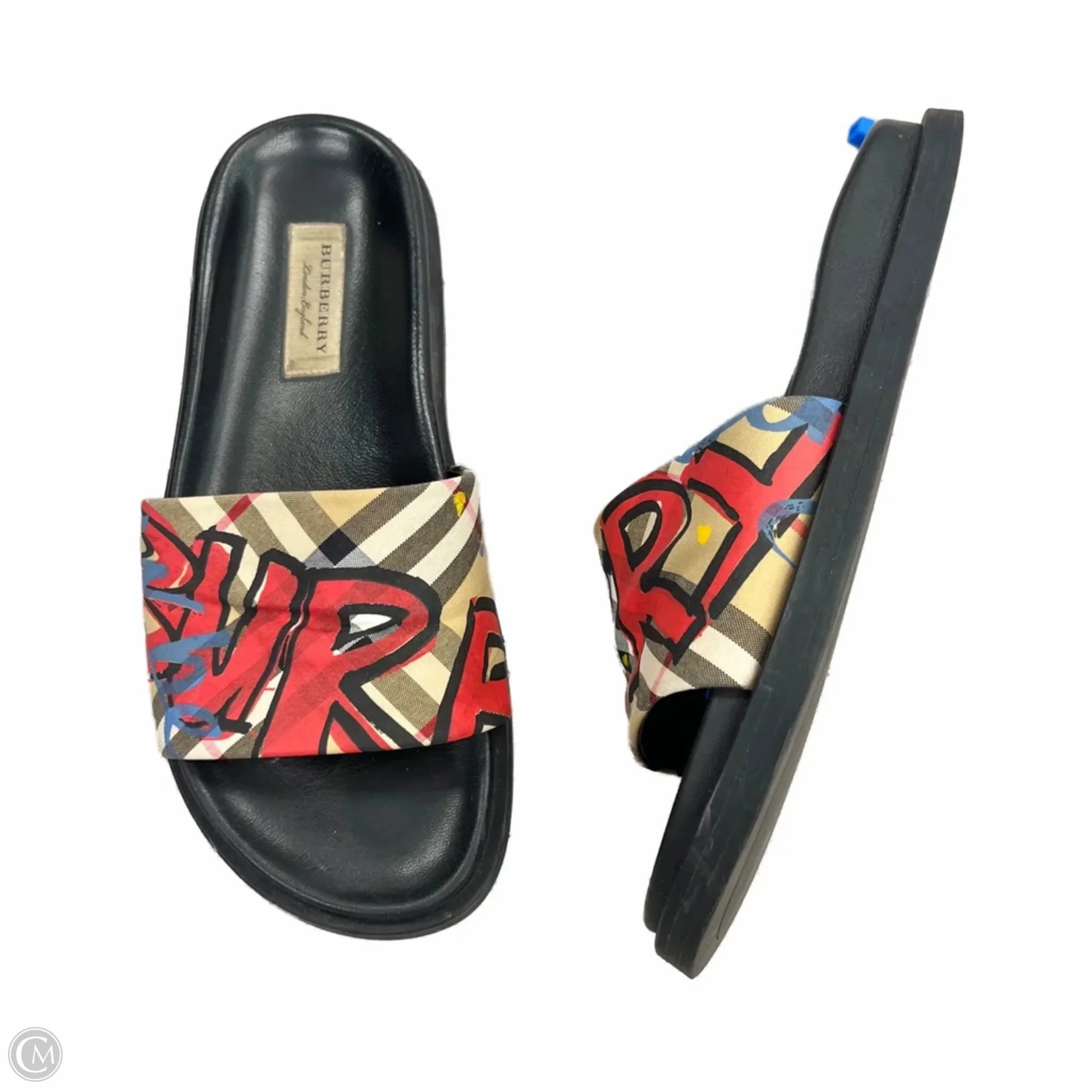 Angel Glow New In Sandals Luxury Designer By Burberry In Black & Red, Size: 6.5
