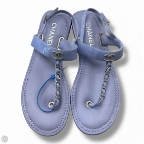 Ergonomic Footbed Sandals Luxury Designer By Chanel In Purple, Size: 8